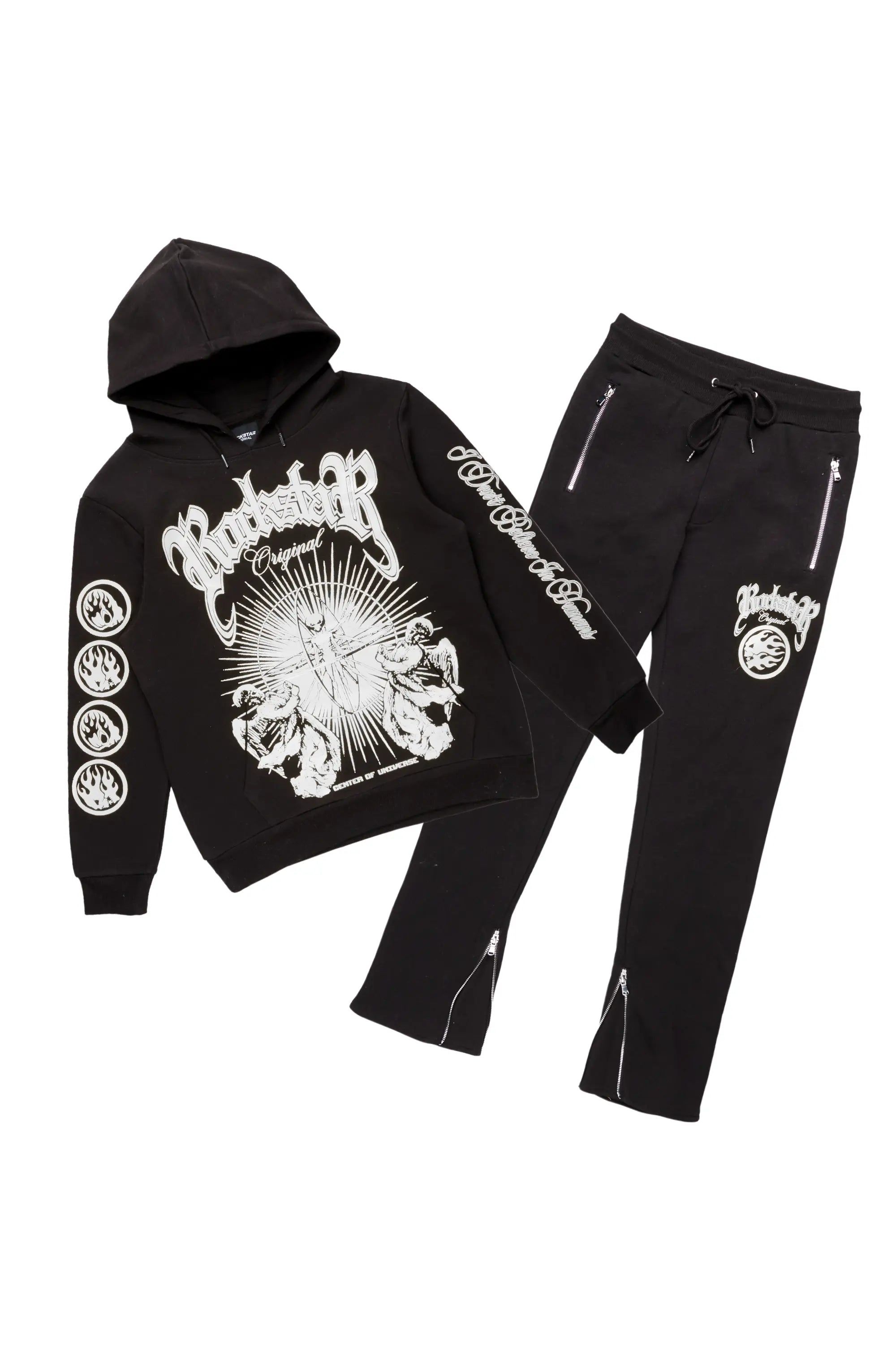 Yarden Black Graphic Hoodie Slim Fit Track Set sold by Rockstar Original product image thumbnail 2