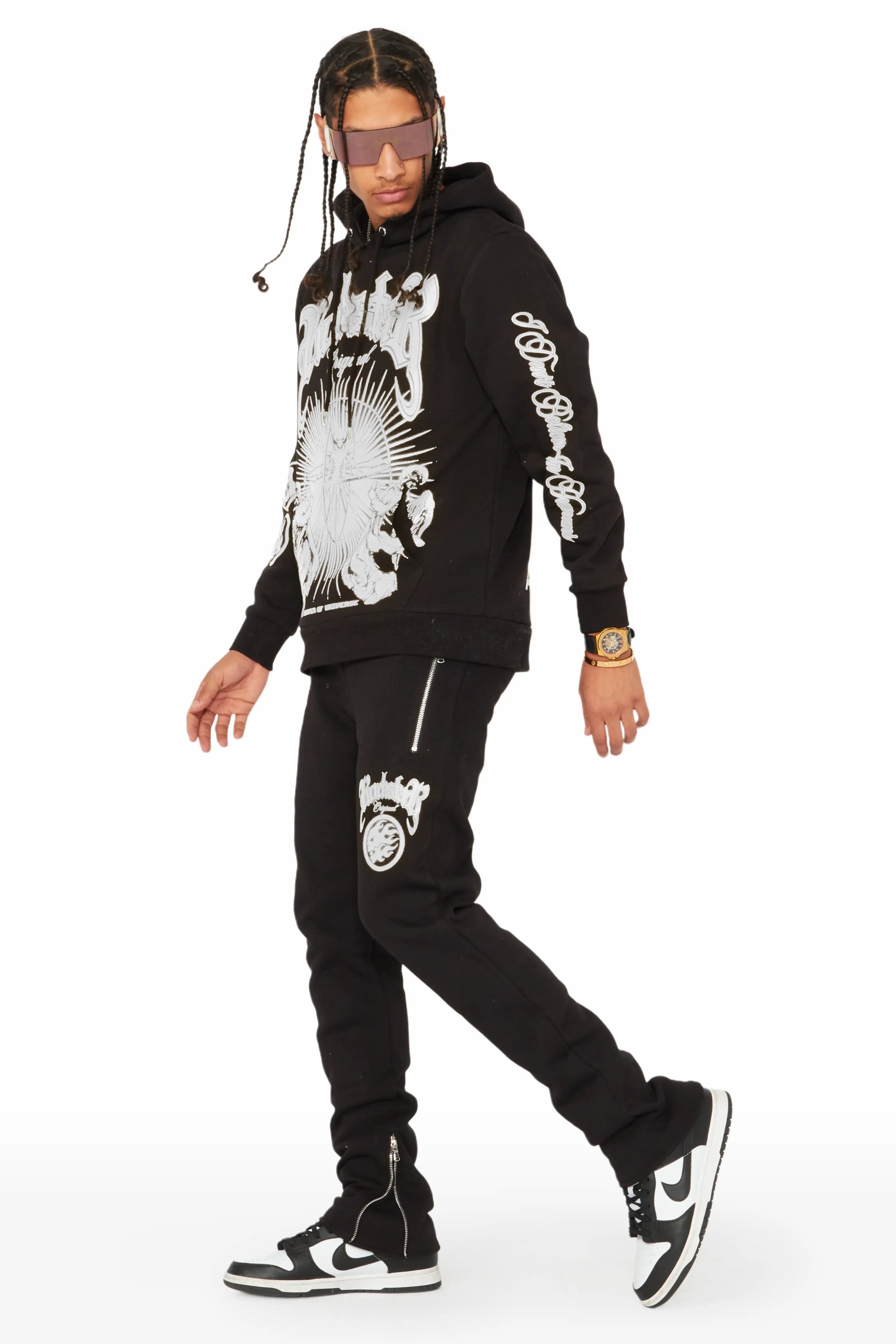 Yarden Black Graphic Hoodie Slim Fit Track Set sold by Rockstar Original product image thumbnail 3