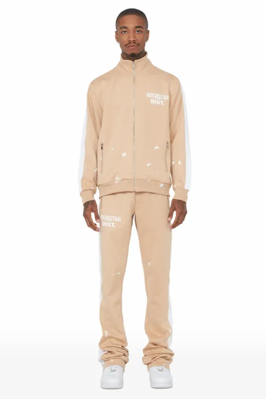 Raffer Beige/White Super Stacked Tricot Track Set sold by Rockstar Original