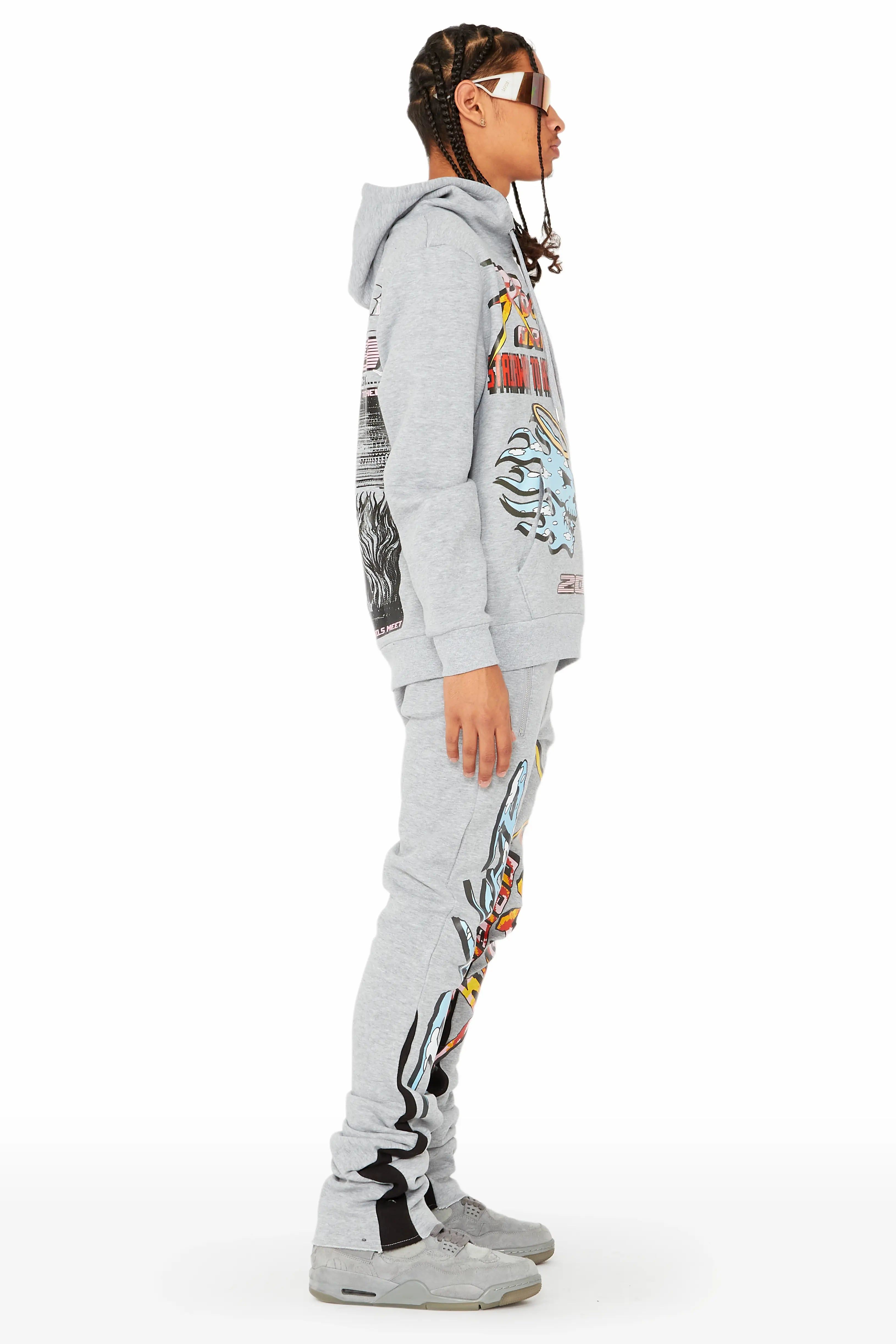 Sky Grey/Black Stacked Flare Pant Set sold by Rockstar Original product image thumbnail 4