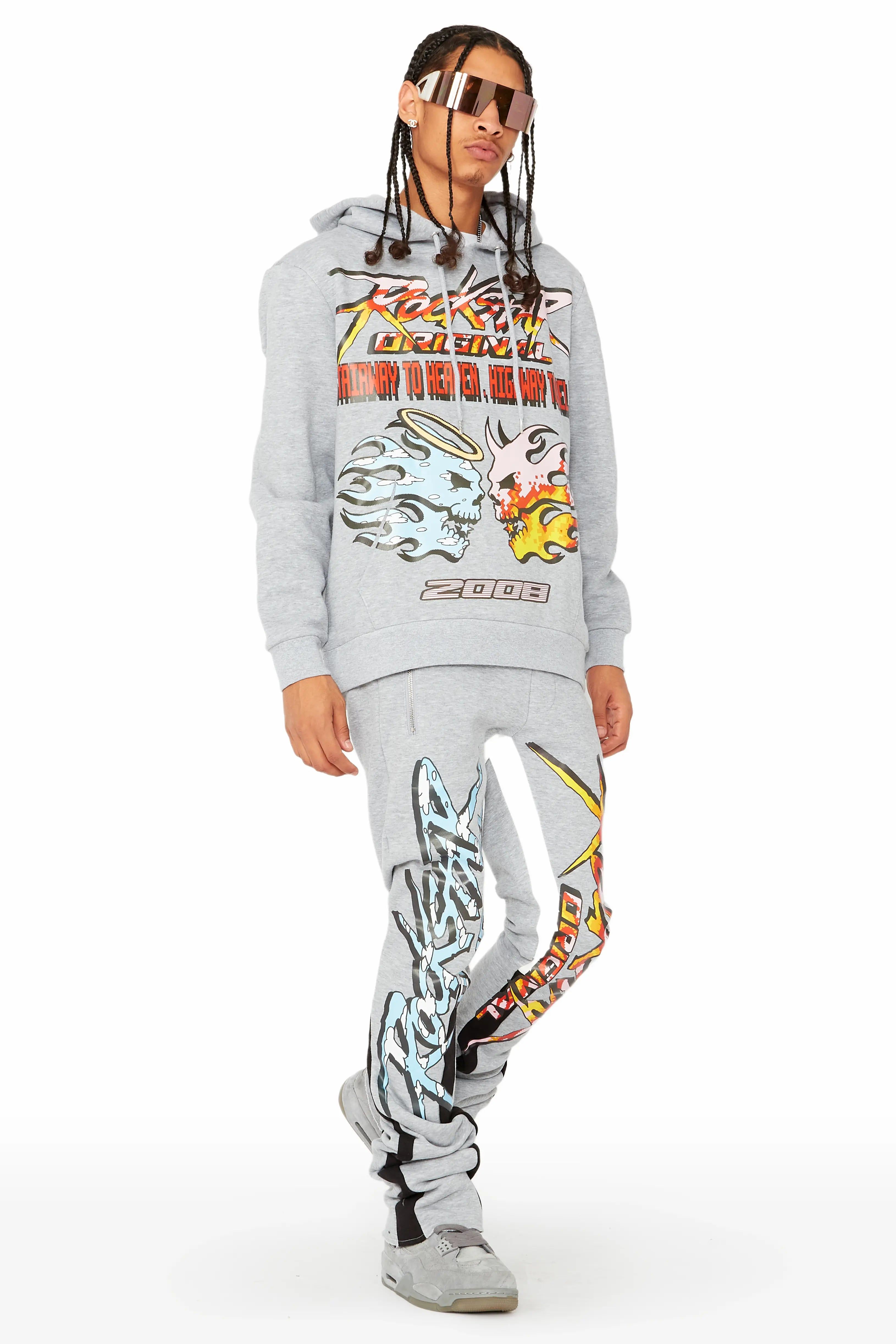 Sky Grey/Black Stacked Flare Pant Set sold by Rockstar Original product image thumbnail 3