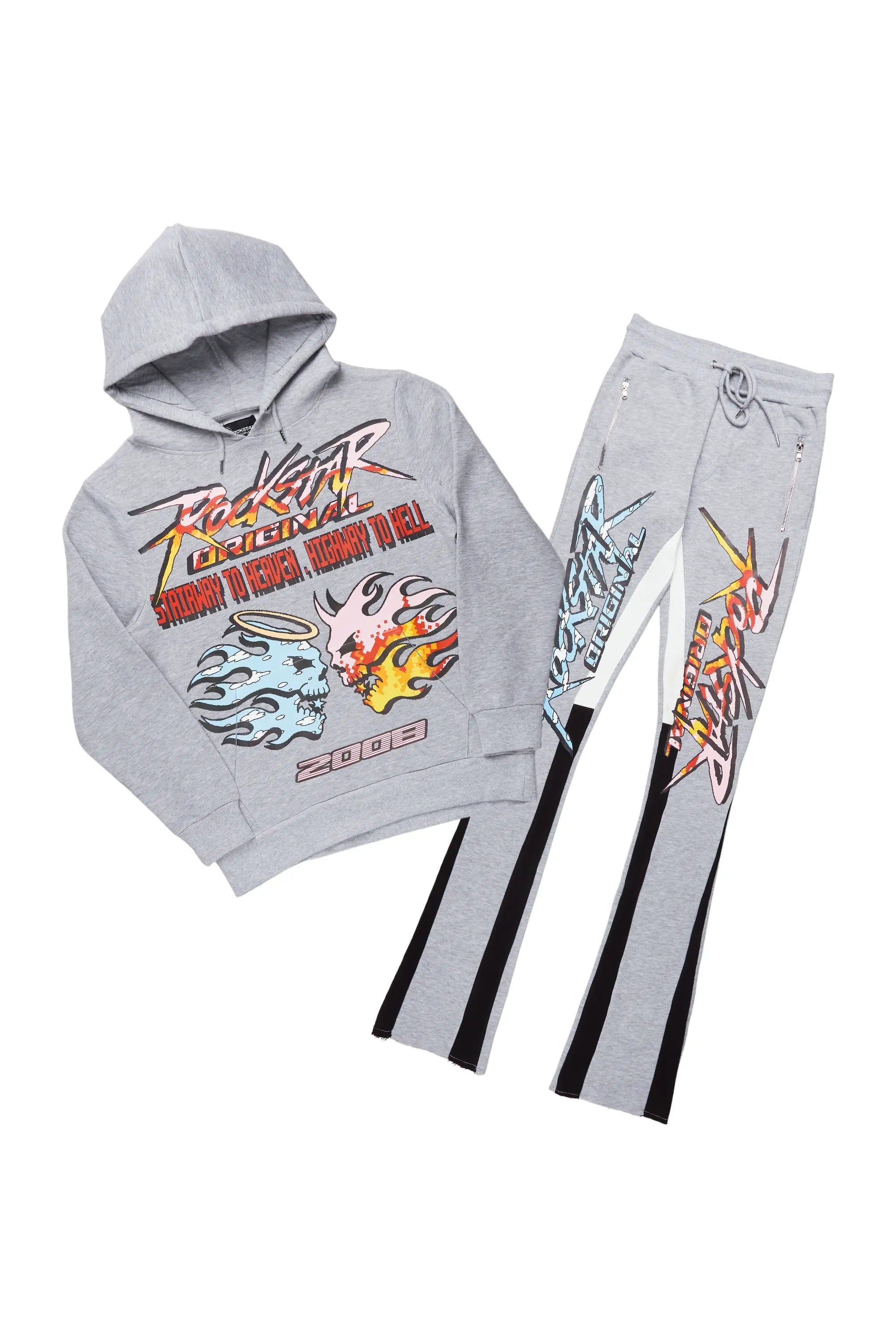 Sky Grey/Black Stacked Flare Pant Set sold by Rockstar Original product image thumbnail 2