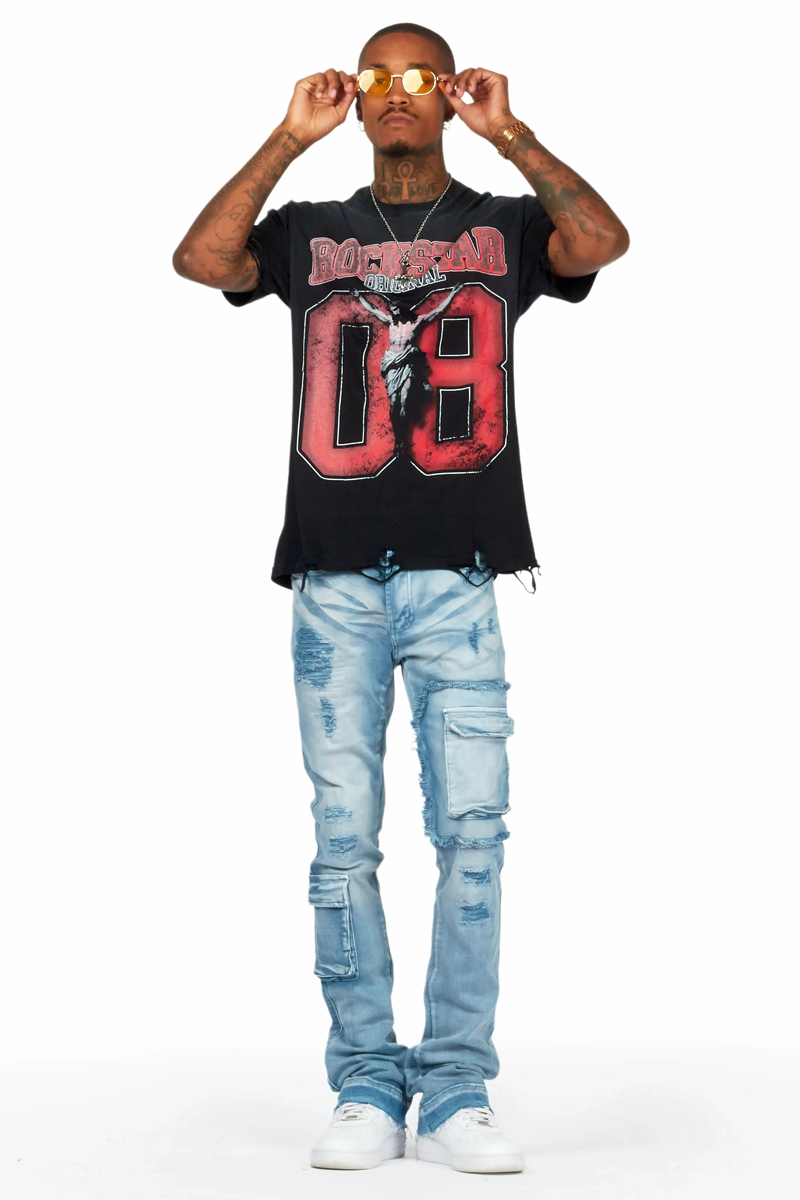 Zaxton Blue Stacked Flare Jean sold by Rockstar Original product image thumbnail 5