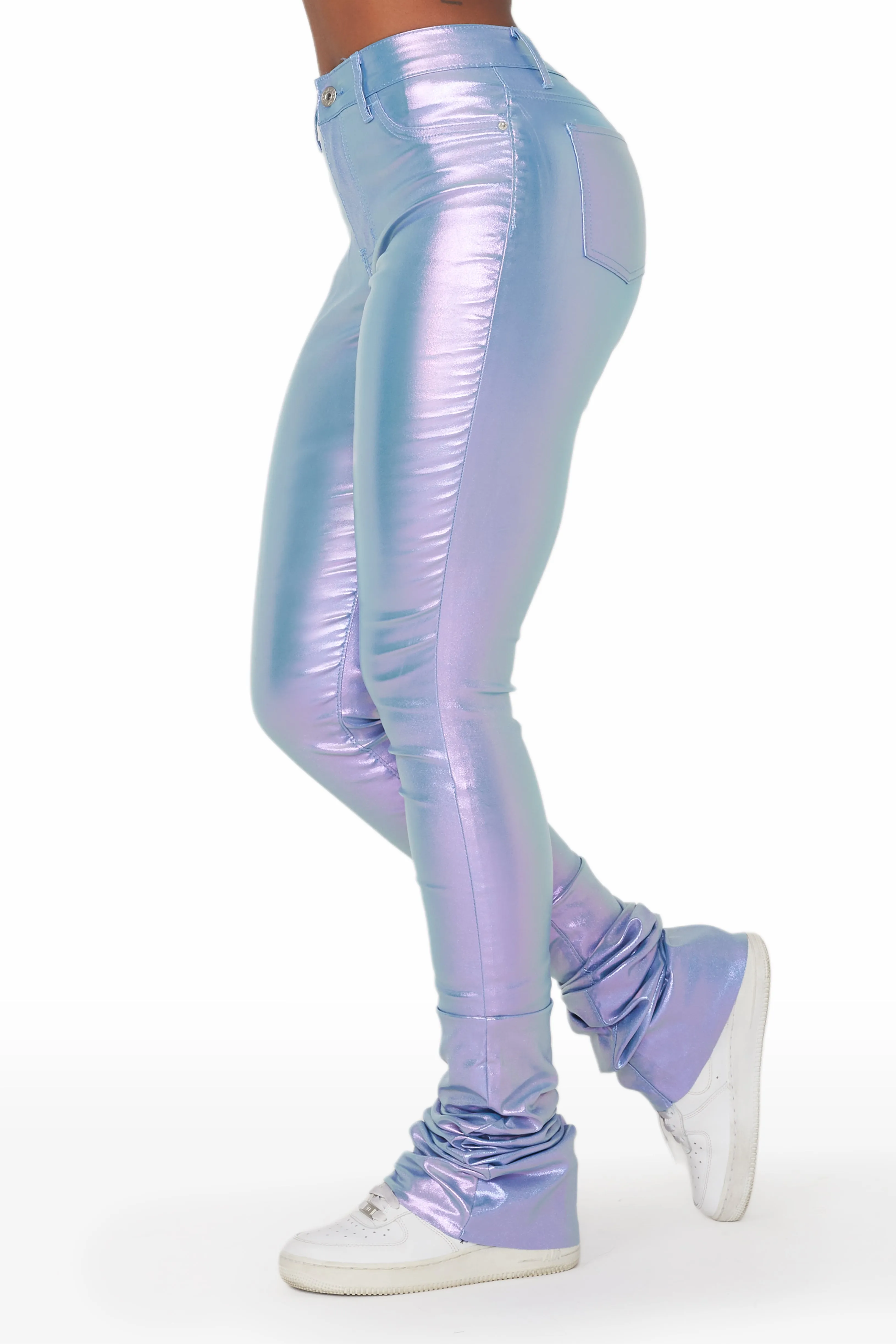 Zaniyah Metallic Purple PU Super Stacked Pant sold by Rockstar Original product image thumbnail 4