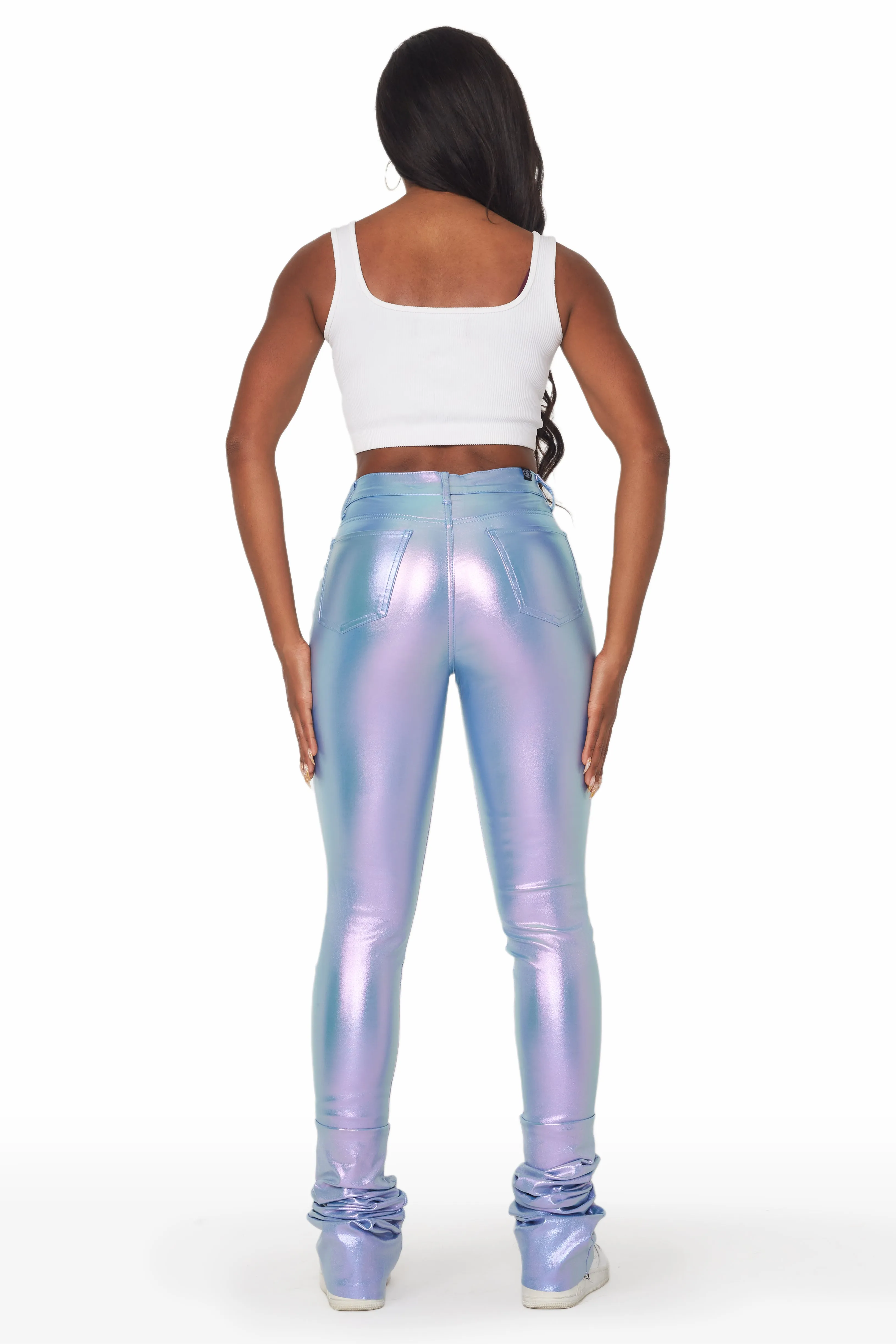Zaniyah Metallic Purple PU Super Stacked Pant sold by Rockstar Original product image thumbnail 5