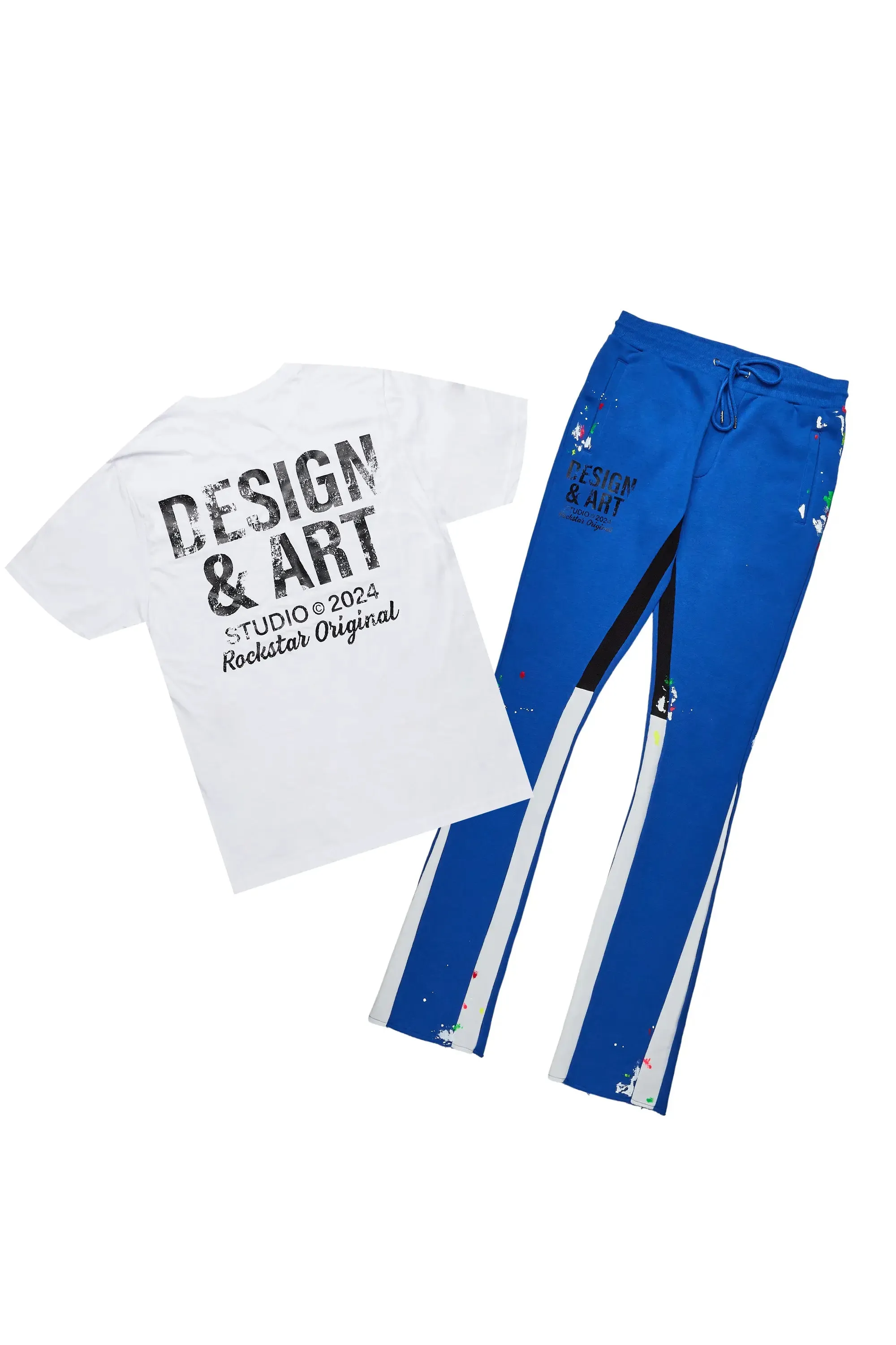 Mancha White/Blue T-Shirt Stacked Flare Track Set sold by Rockstar Original