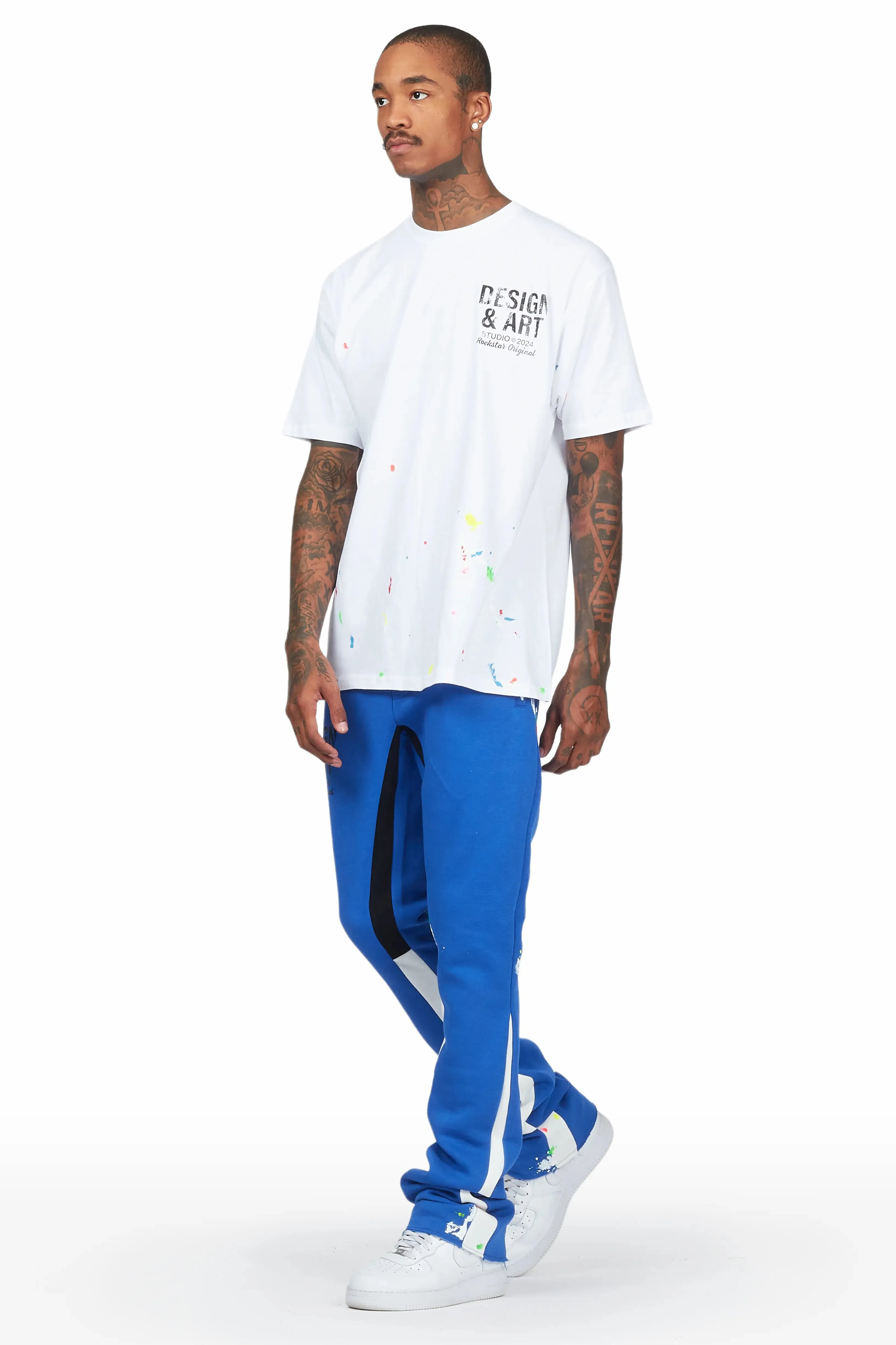 Mancha White/Blue T-Shirt Stacked Flare Track Set sold by Rockstar Original product image thumbnail 5
