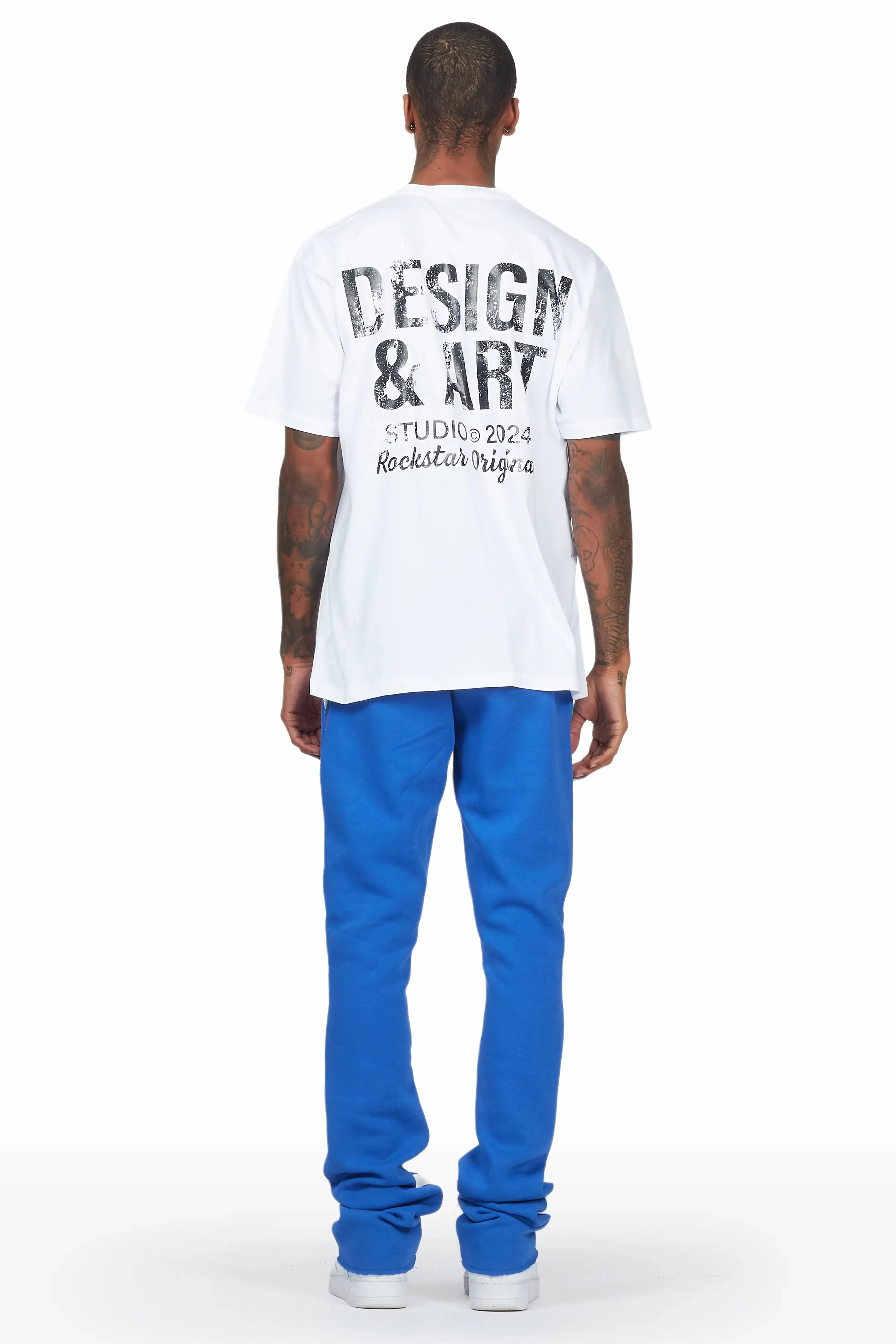 Mancha White/Blue T-Shirt Stacked Flare Track Set sold by Rockstar Original product image thumbnail 4