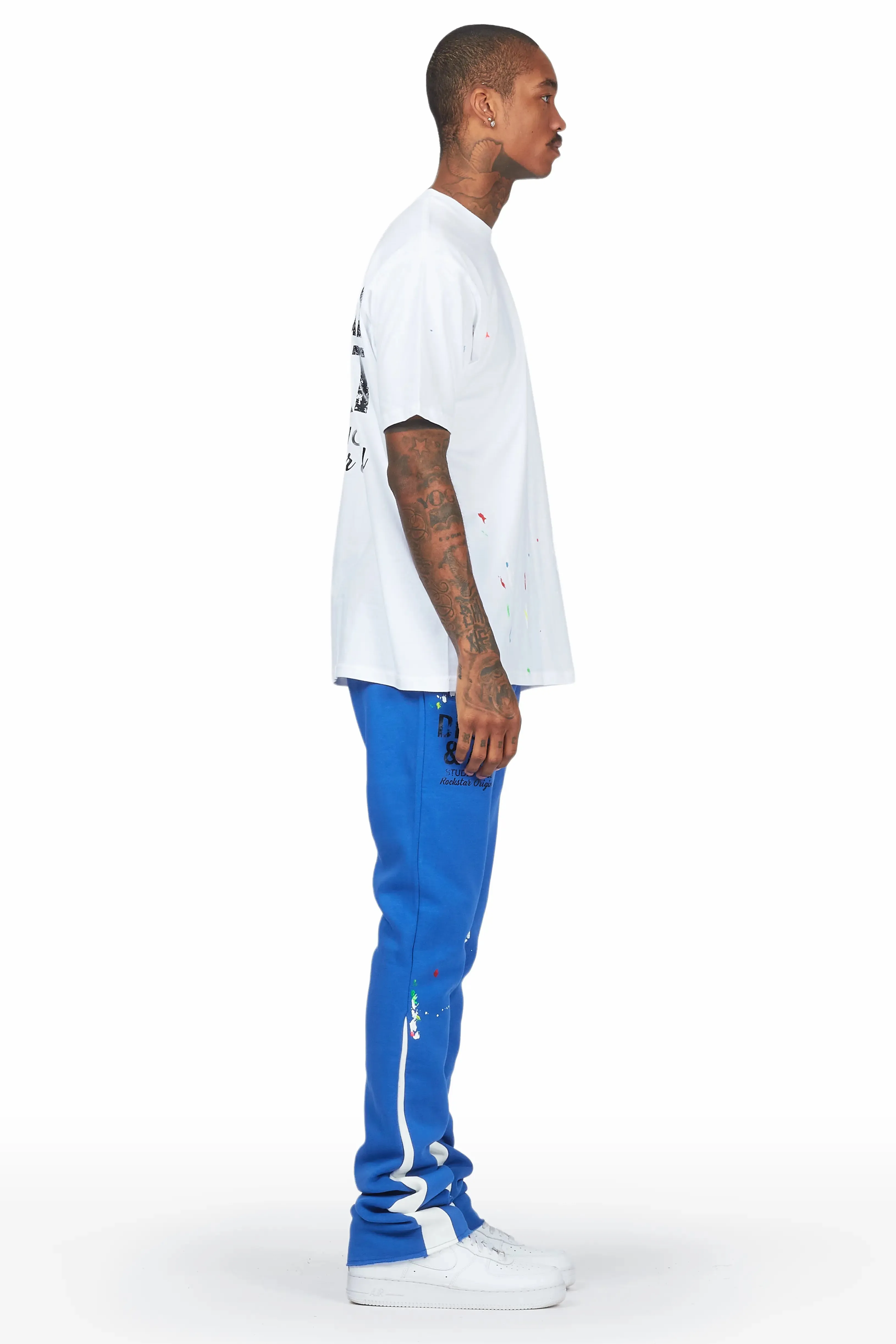 Mancha White/Blue T-Shirt Stacked Flare Track Set sold by Rockstar Original product image thumbnail 3