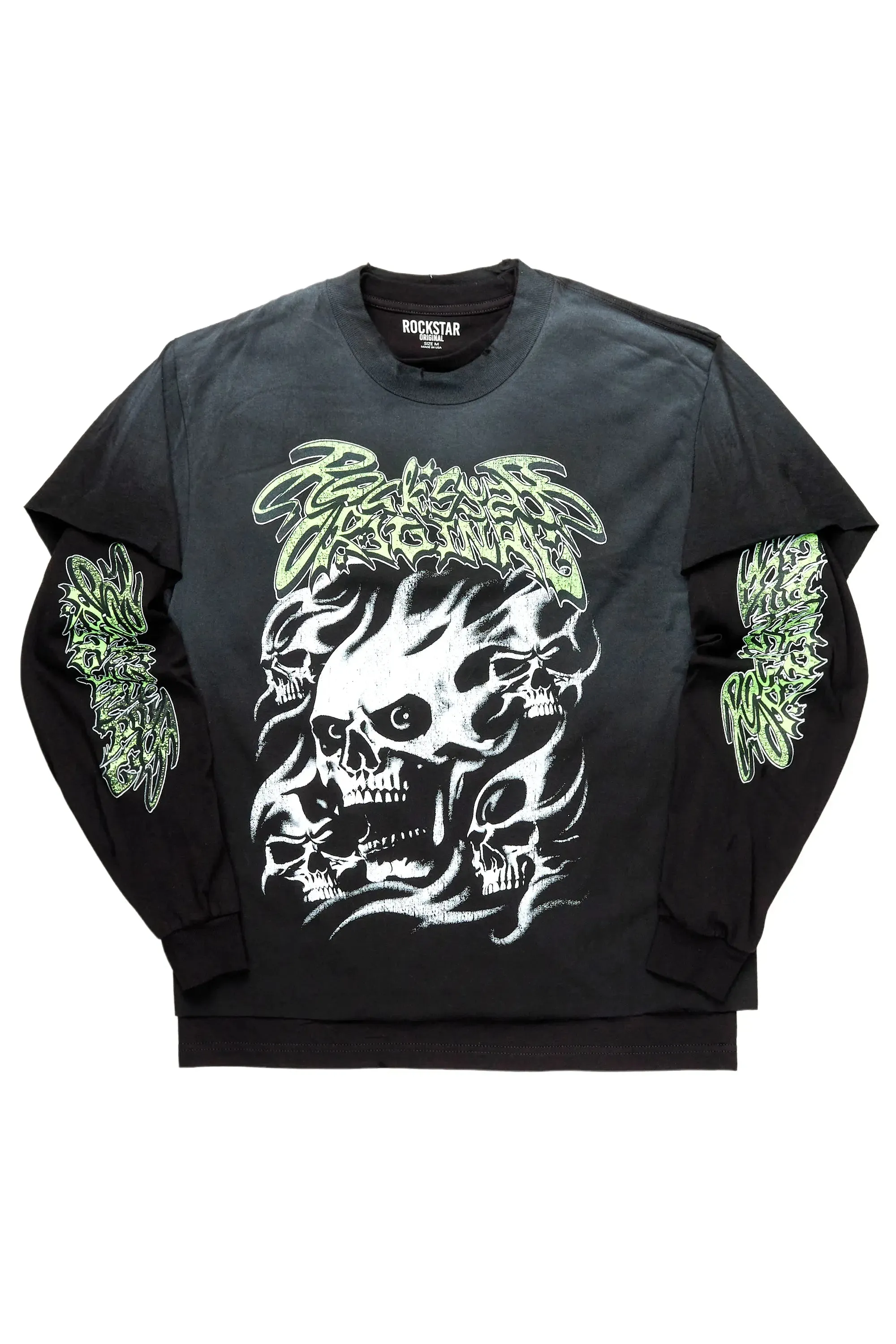 Schtupp Black Double Layer Long Sleeve Graphic T-Shirt sold by Rockstar Original product image thumbnail 2