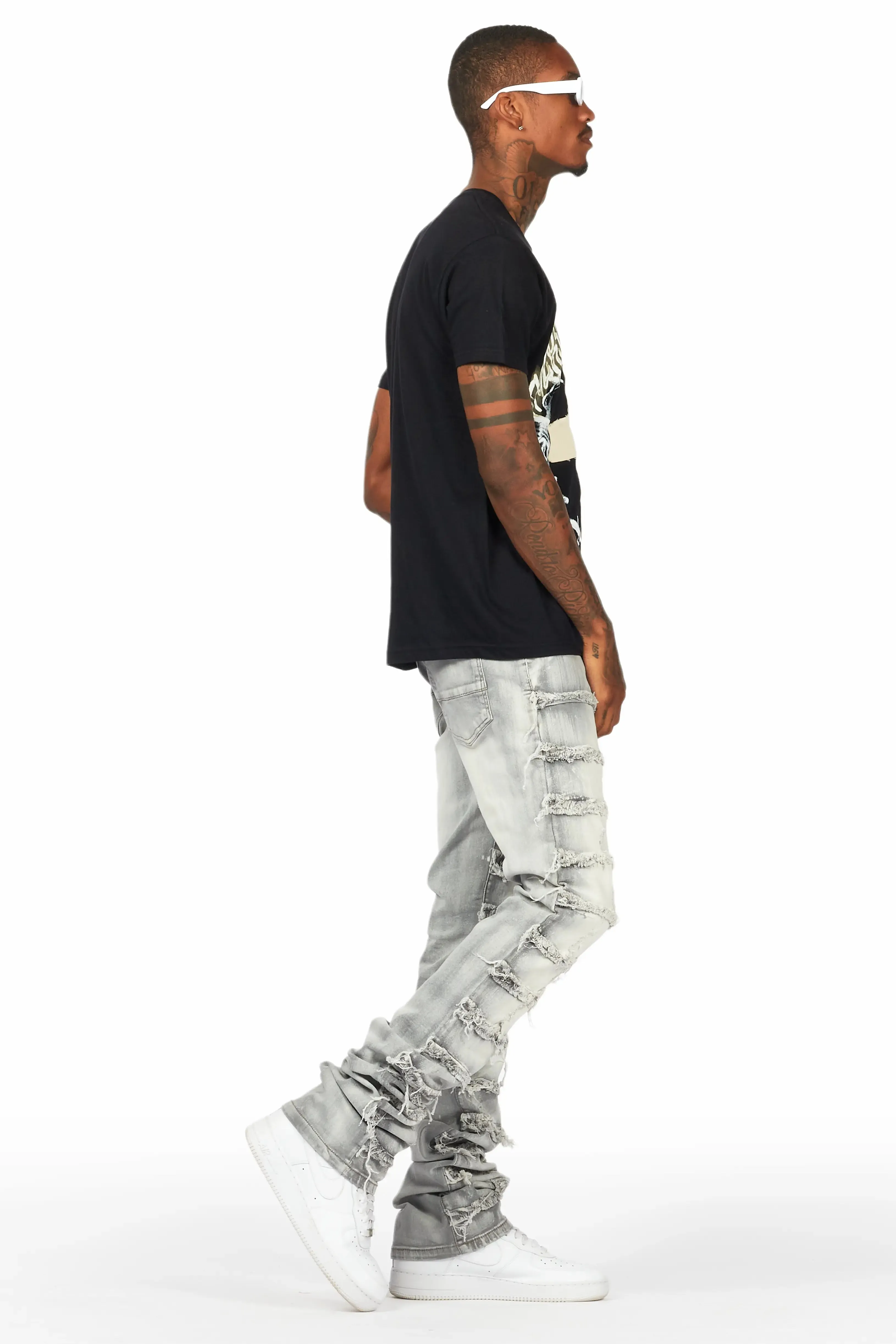 Adino Black/Grey T-Shirt Stacked Flare Jean Bundle sold by Rockstar Original product image thumbnail 3
