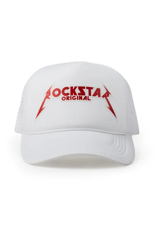Rockband Logo Trucker Hat- White sold by Rockstar Original