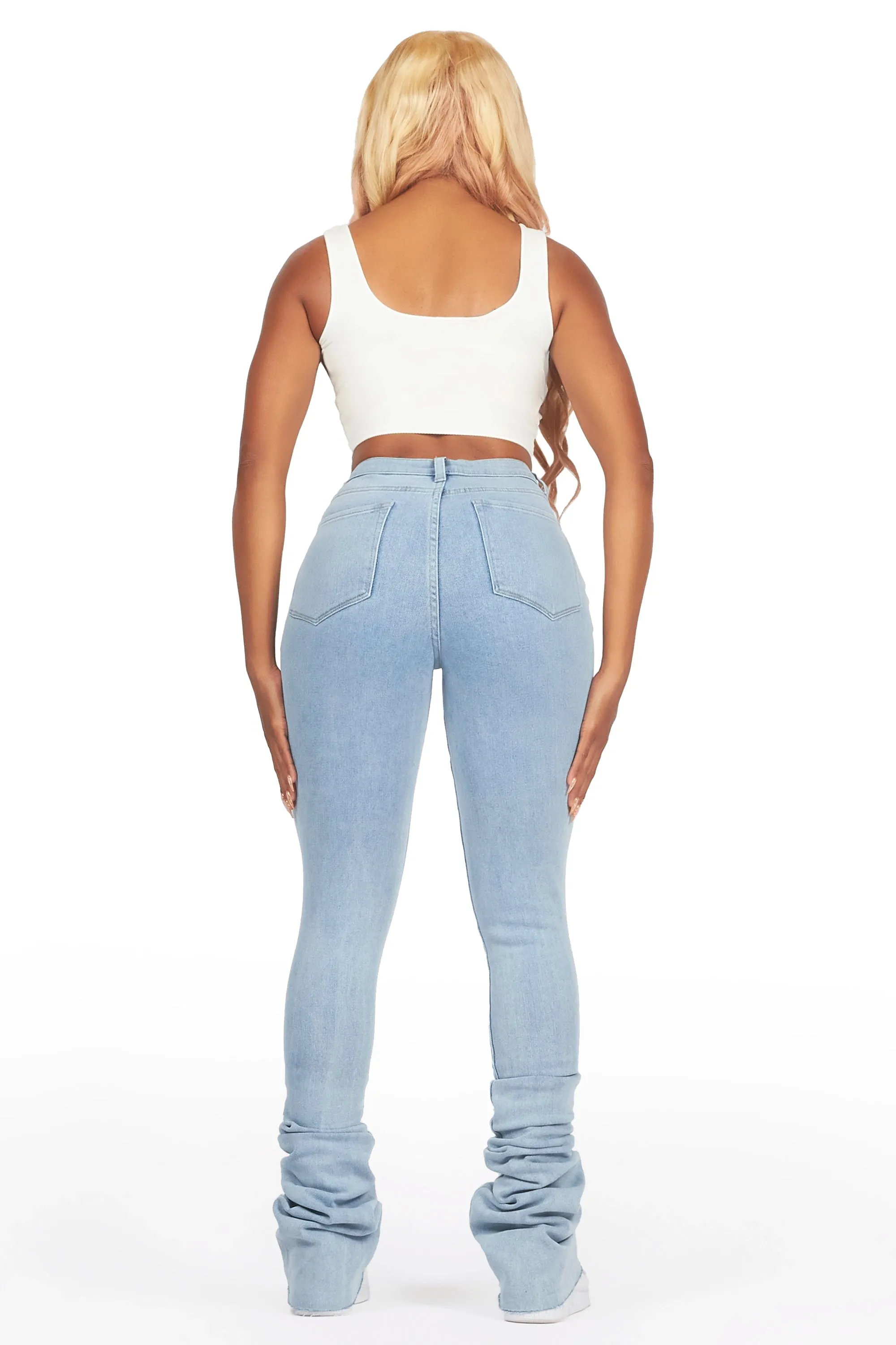 Got A Crush Light Wash Distressed Super Stacked Jean sold by Rockstar Original product image thumbnail 5