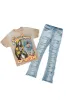 Loman Beige Oversized T-Shirt & Shake Blue Stacked Flare Jean Bundle sold by Rockstar Original