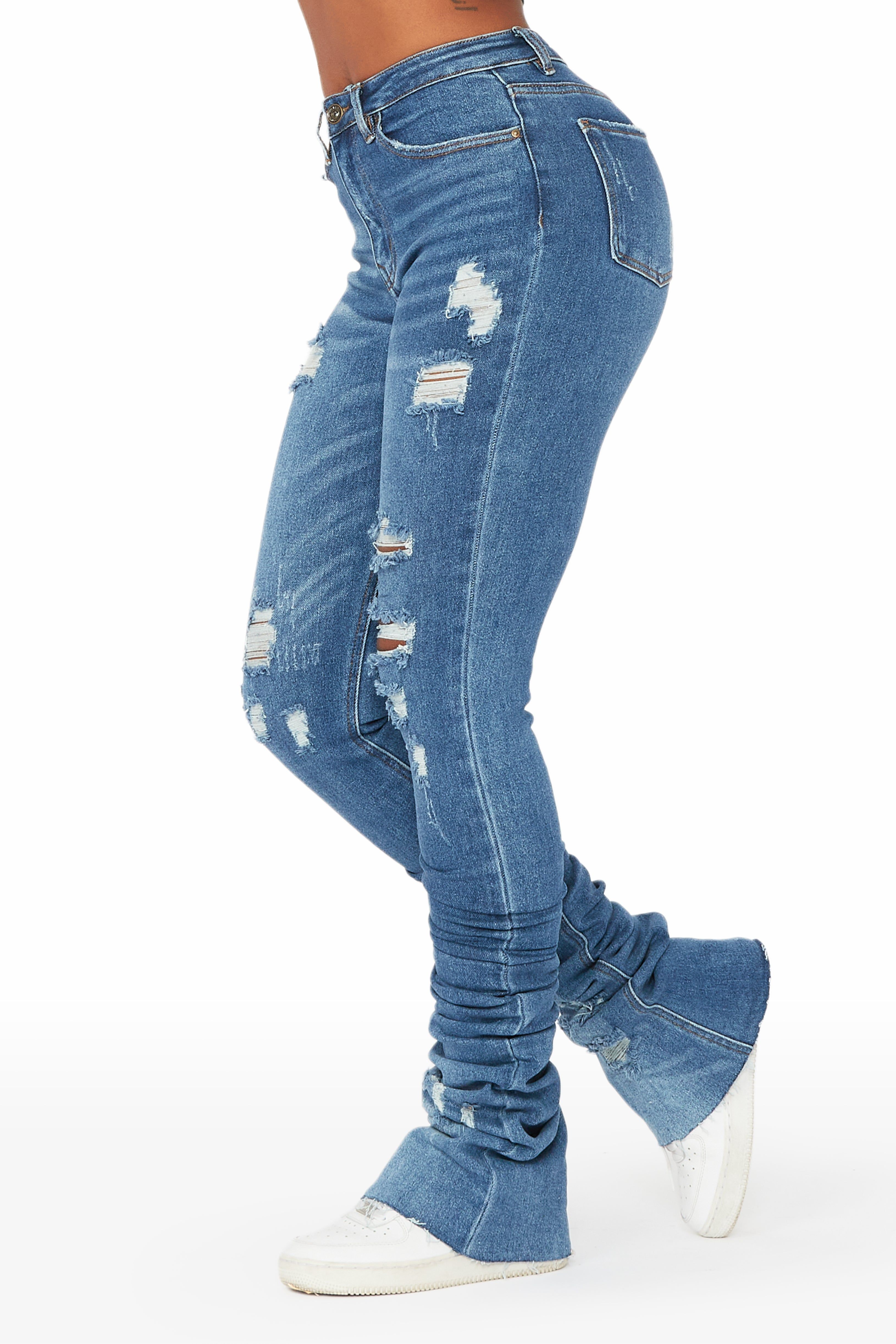 Samire Med.Wash Distressed Super Stacked Jean sold by Rockstar Original