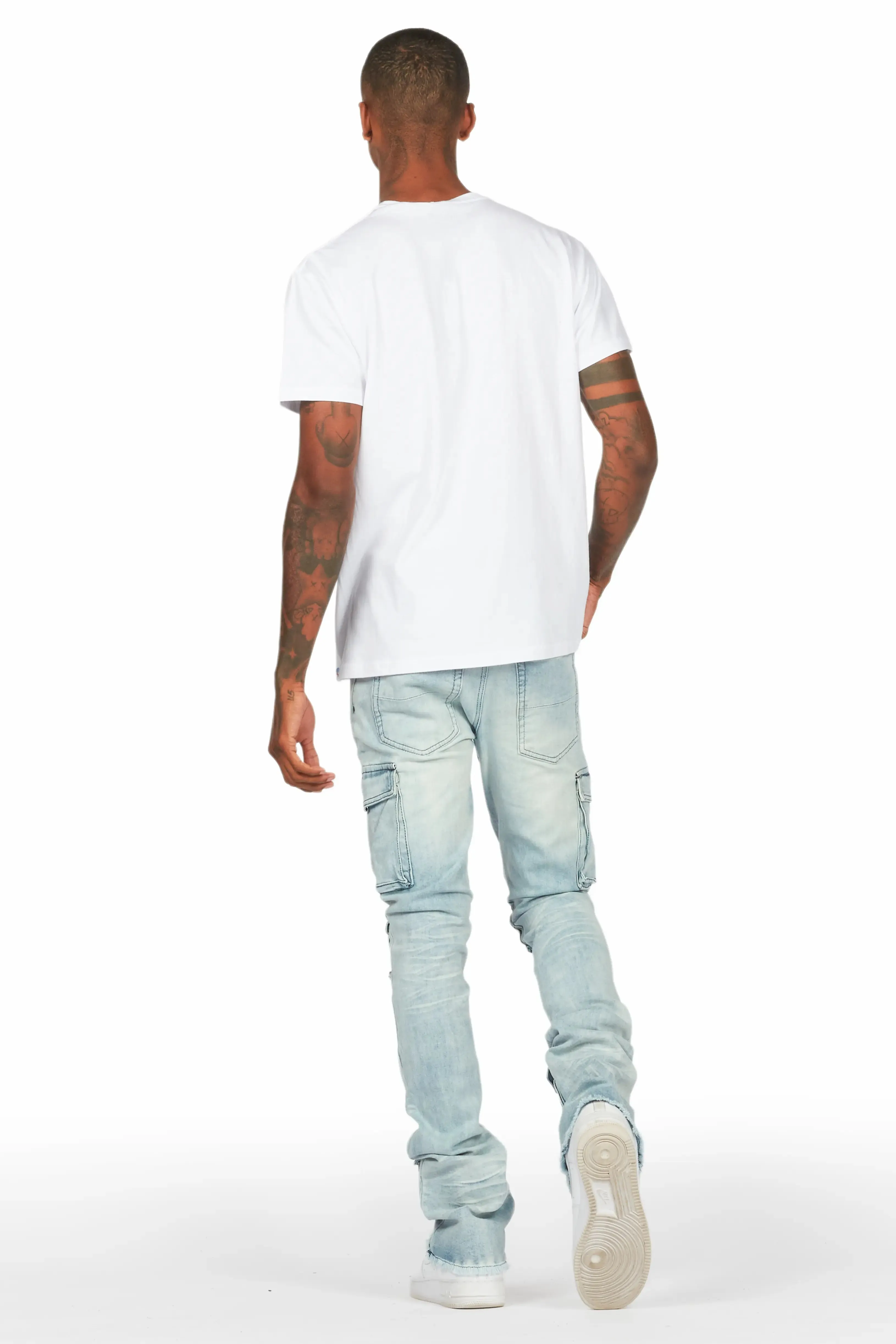 Feodor Light Blue Stacked Flare Cargo Jean sold by Rockstar Original product image thumbnail 5