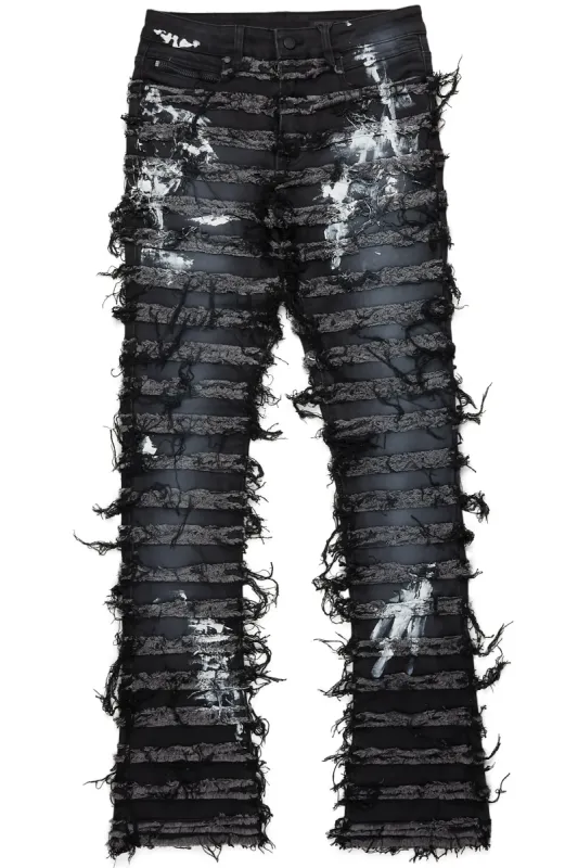 Garson Dark Grey Painter Stacked Flare Jean sold by Rockstar Original