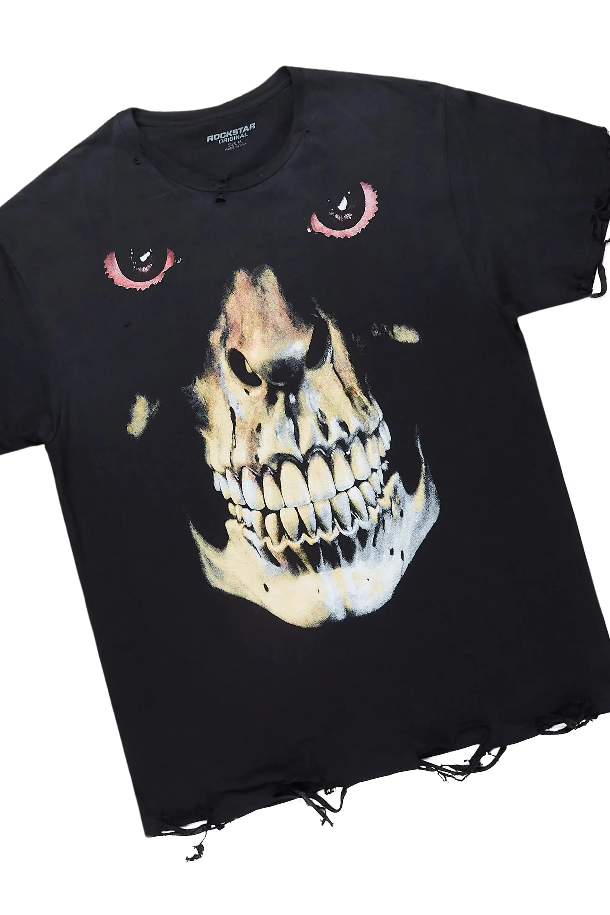 Dunebi Black Oversized T-Shirt & Merrik Tree Camo Stacked Flare Jean Bundle sold by Rockstar Original product image thumbnail 2