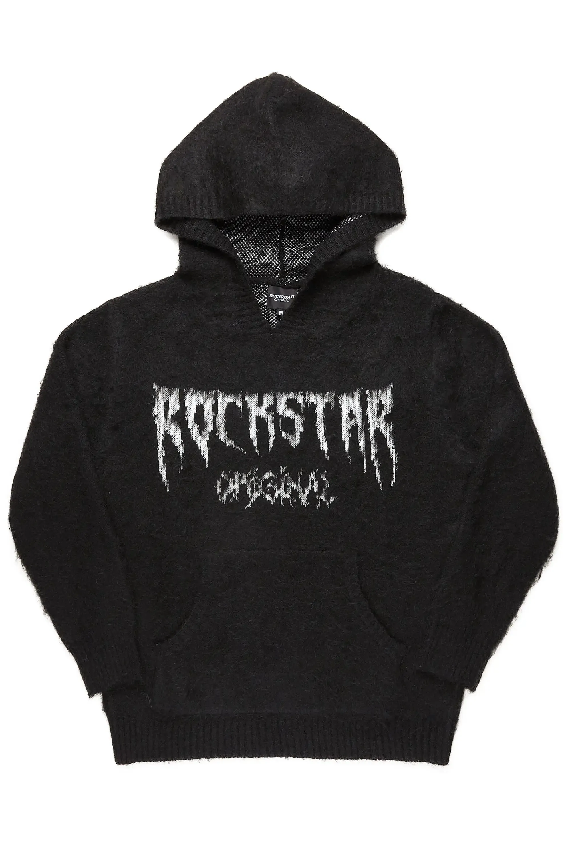 Andros Black Graphic Knitted Mohair Hoodie sold by Rockstar Original