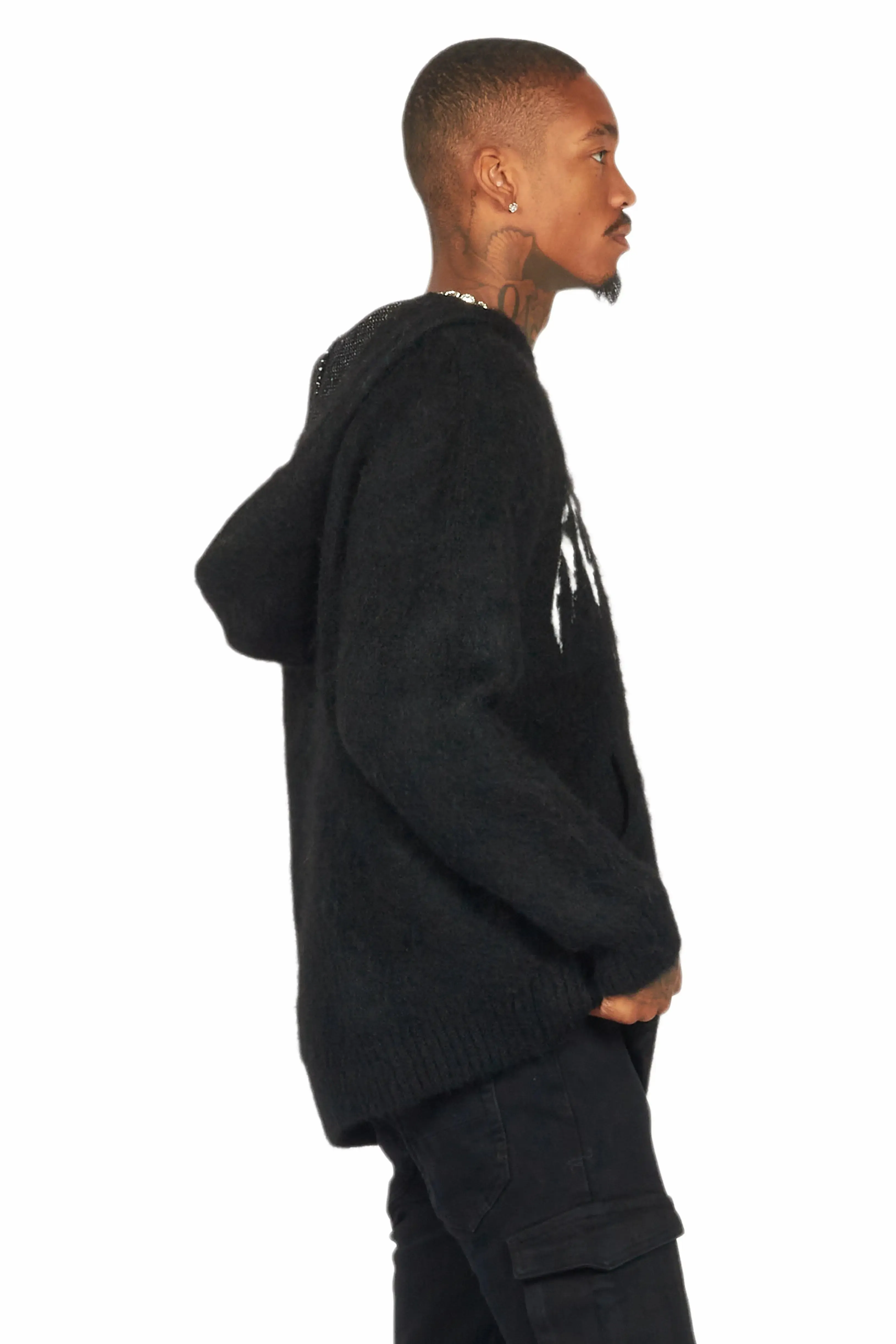 Andros Black Graphic Knitted Mohair Hoodie sold by Rockstar Original product image thumbnail 3