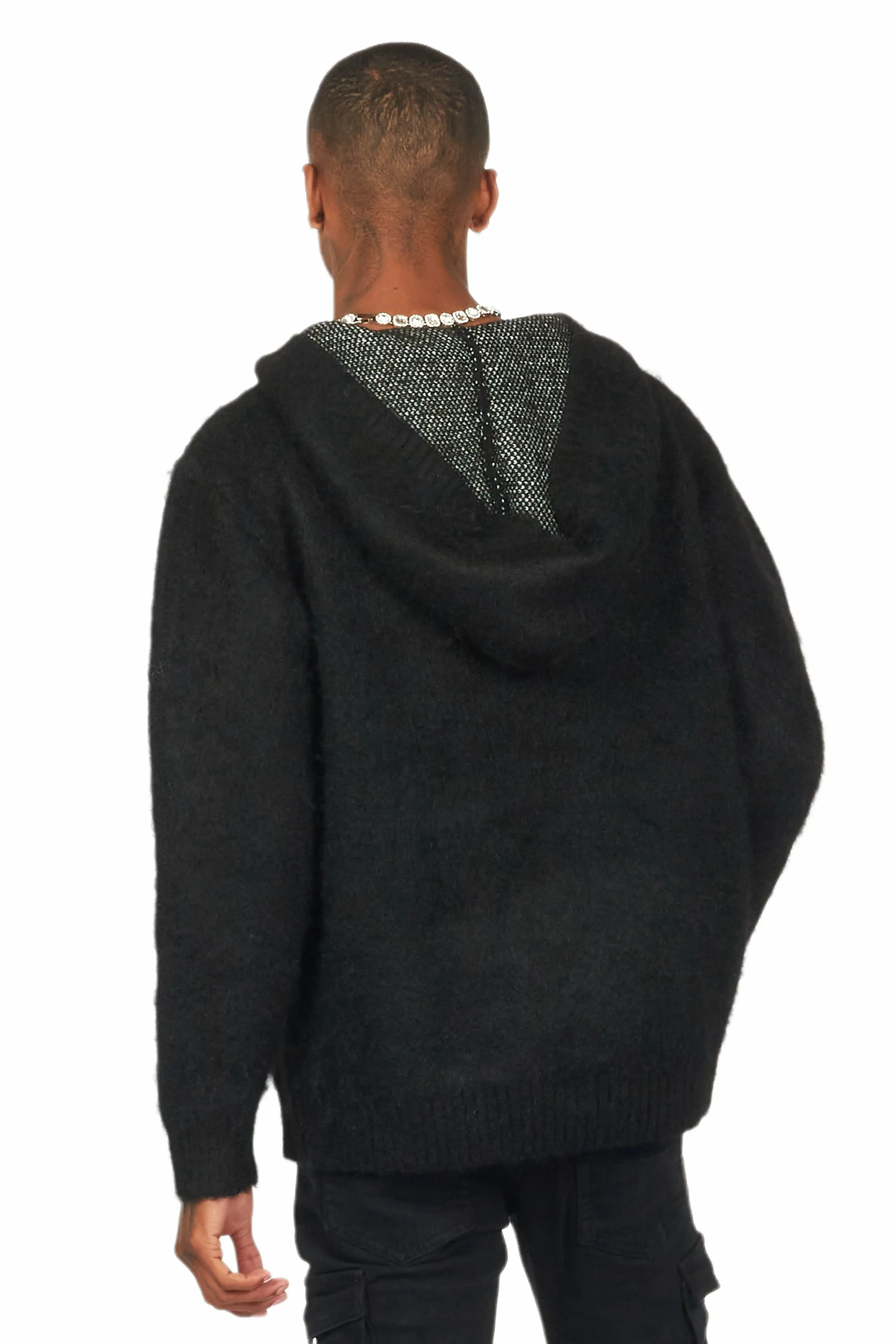 Andros Black Graphic Knitted Mohair Hoodie sold by Rockstar Original product image thumbnail 4