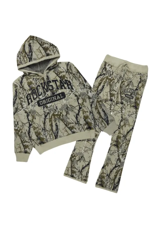 Member Tree Camo Stacked Flare Knitted Mohair Track Set sold by Rockstar Original