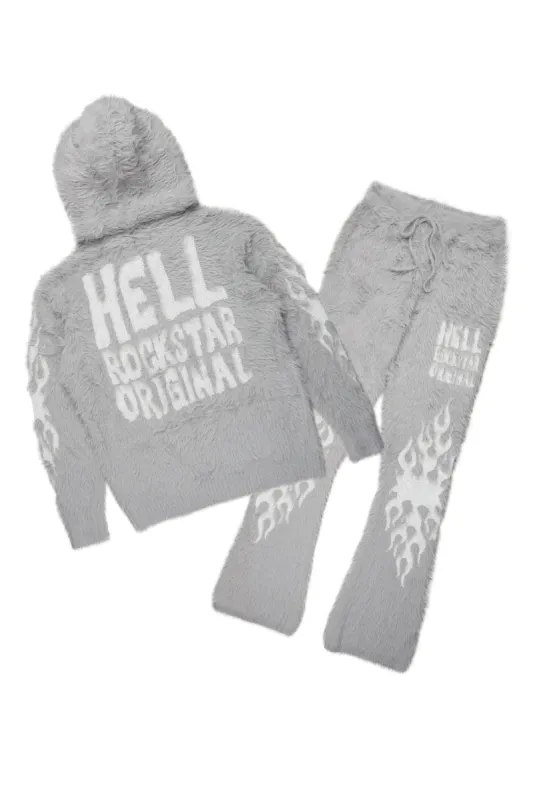 Toshio Grey Stacked Flare Knitted Mohair Track Set sold by Rockstar Original