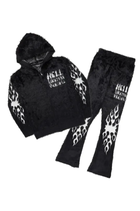 Toshio Black Stacked Flare Knitted Mohair Track Set sold by Rockstar Original