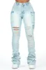 Vixen Light Wash Distressed Cargo Super Stacked Jean sold by Rockstar Original