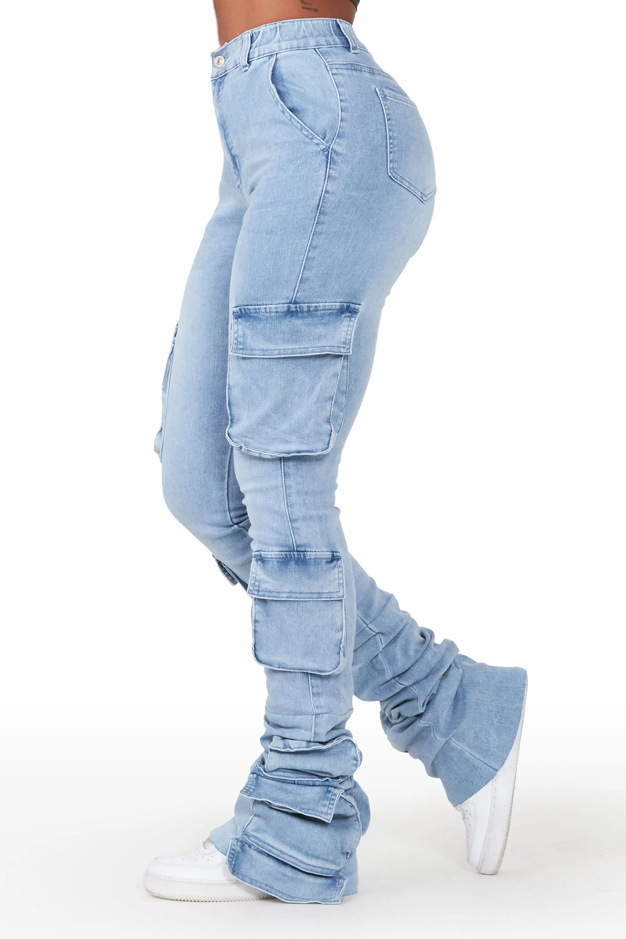 Phoebe Light Wash Super Stacked Jean sold by Rockstar Original