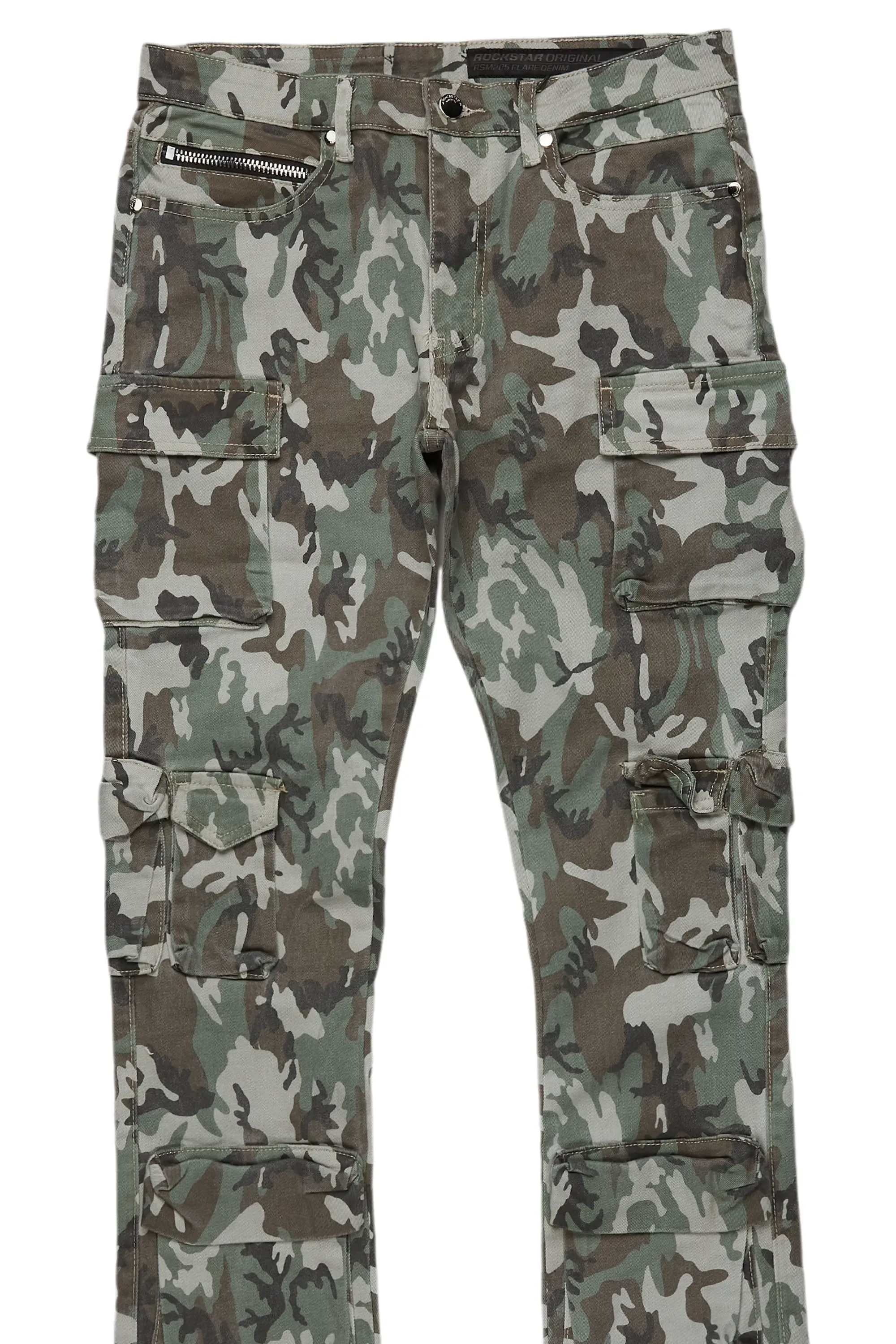 Yves Green Camo Stacked Flare Cargo Jean sold by Rockstar Original product image thumbnail 2