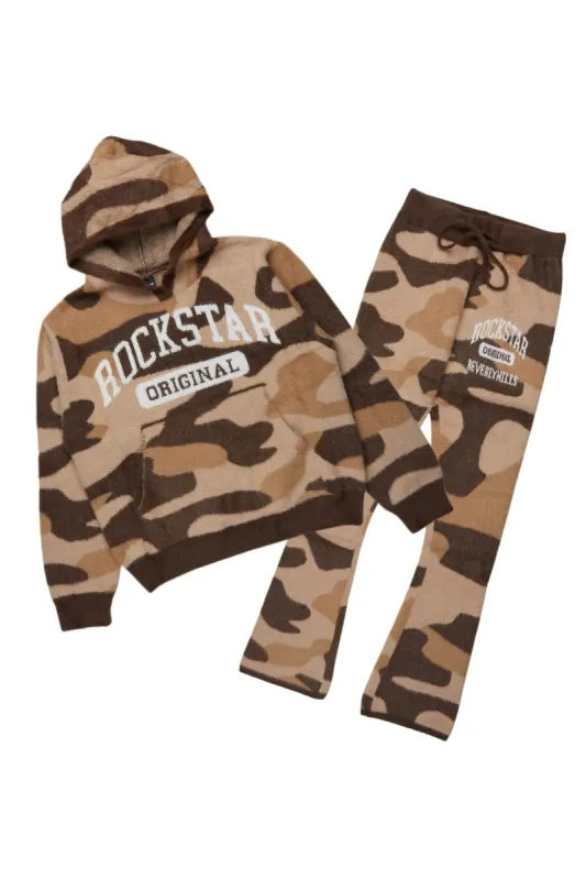 Member Camo Brown Stacked Flare Knitted Mohair Track Set sold by Rockstar Original