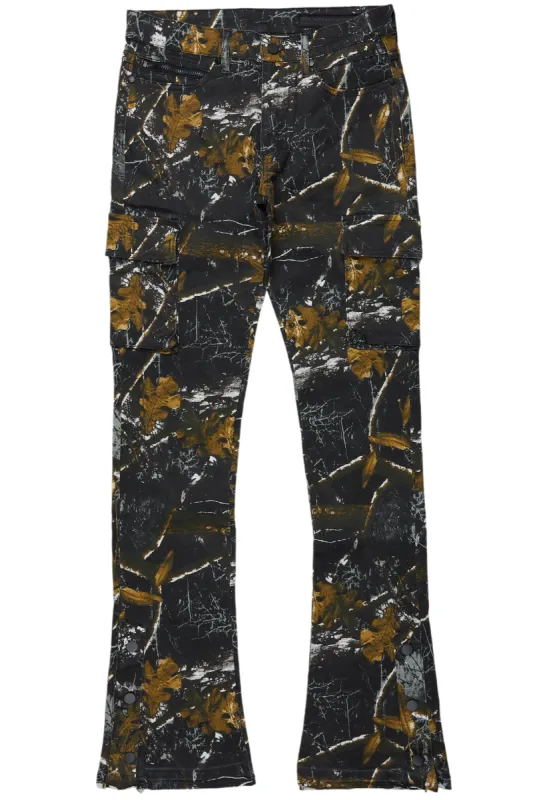 Waage Black Tree Camo Cargo Stacked Flare Jean sold by Rockstar Original