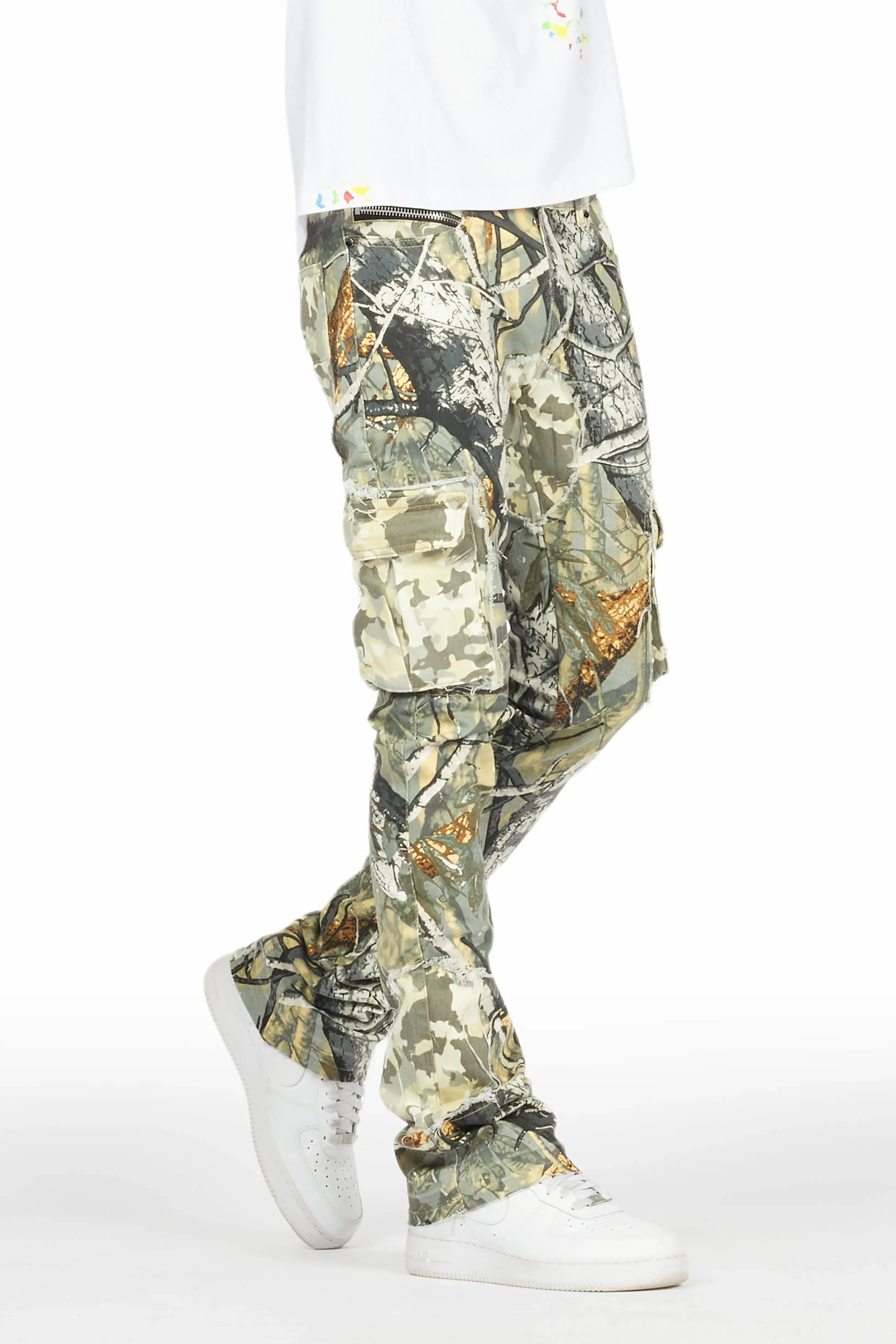 Ofra Tree Camo Stacked Flare Jean sold by Rockstar Original