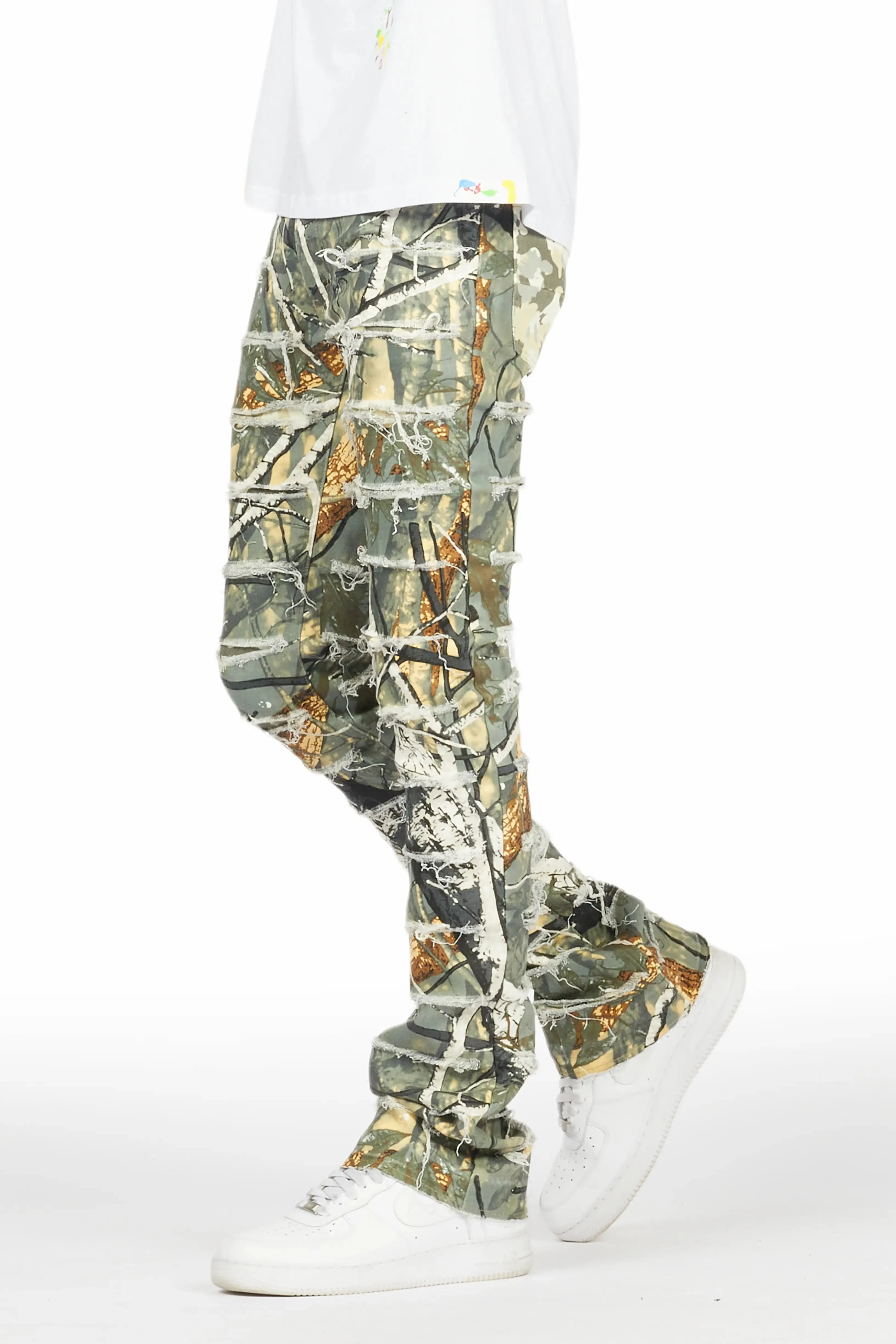 Miguelo Tree Camo Stacked Flare Jean sold by Rockstar Original