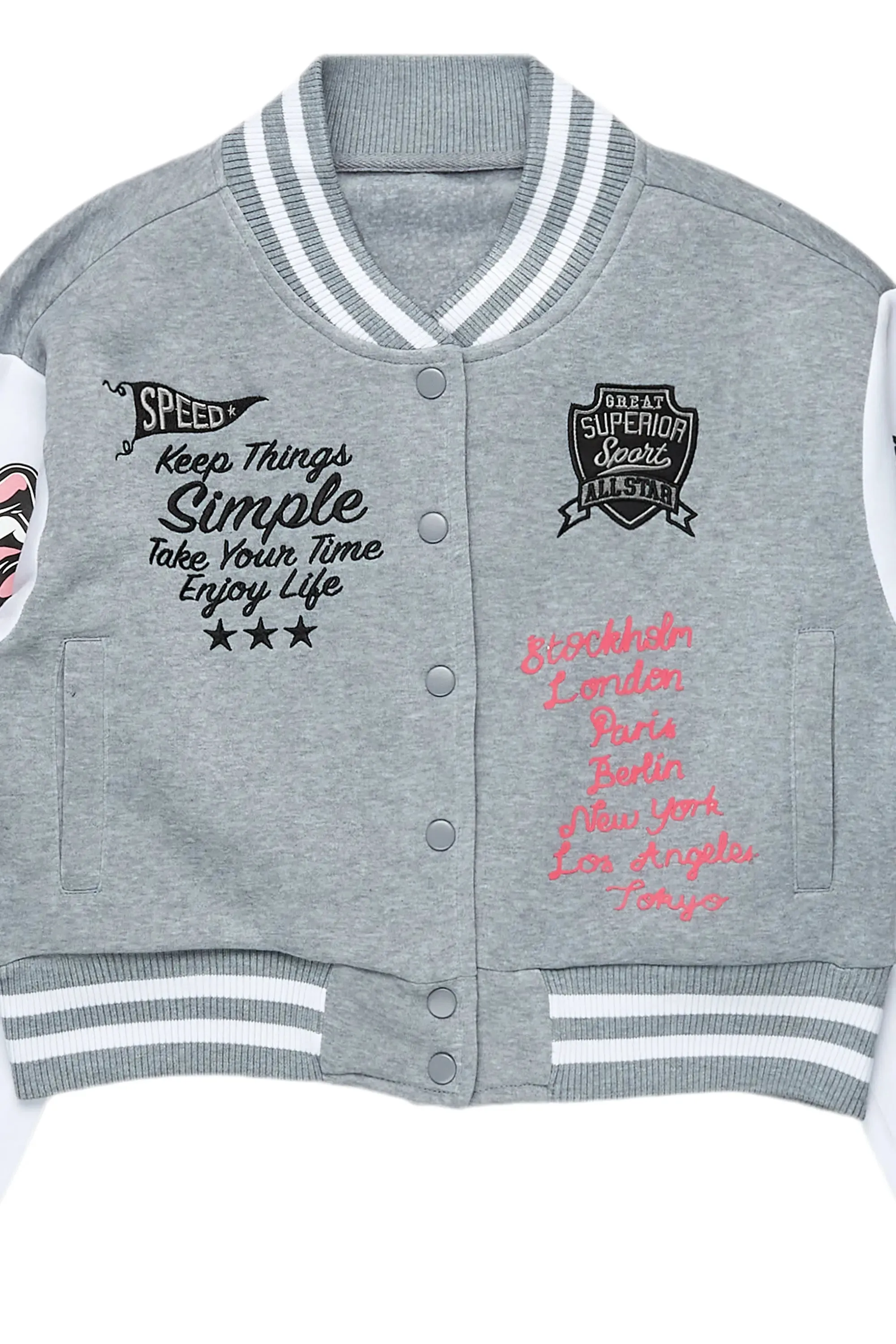 Suzette Heather Grey Varsity Jacket sold by Rockstar Original product image thumbnail 2