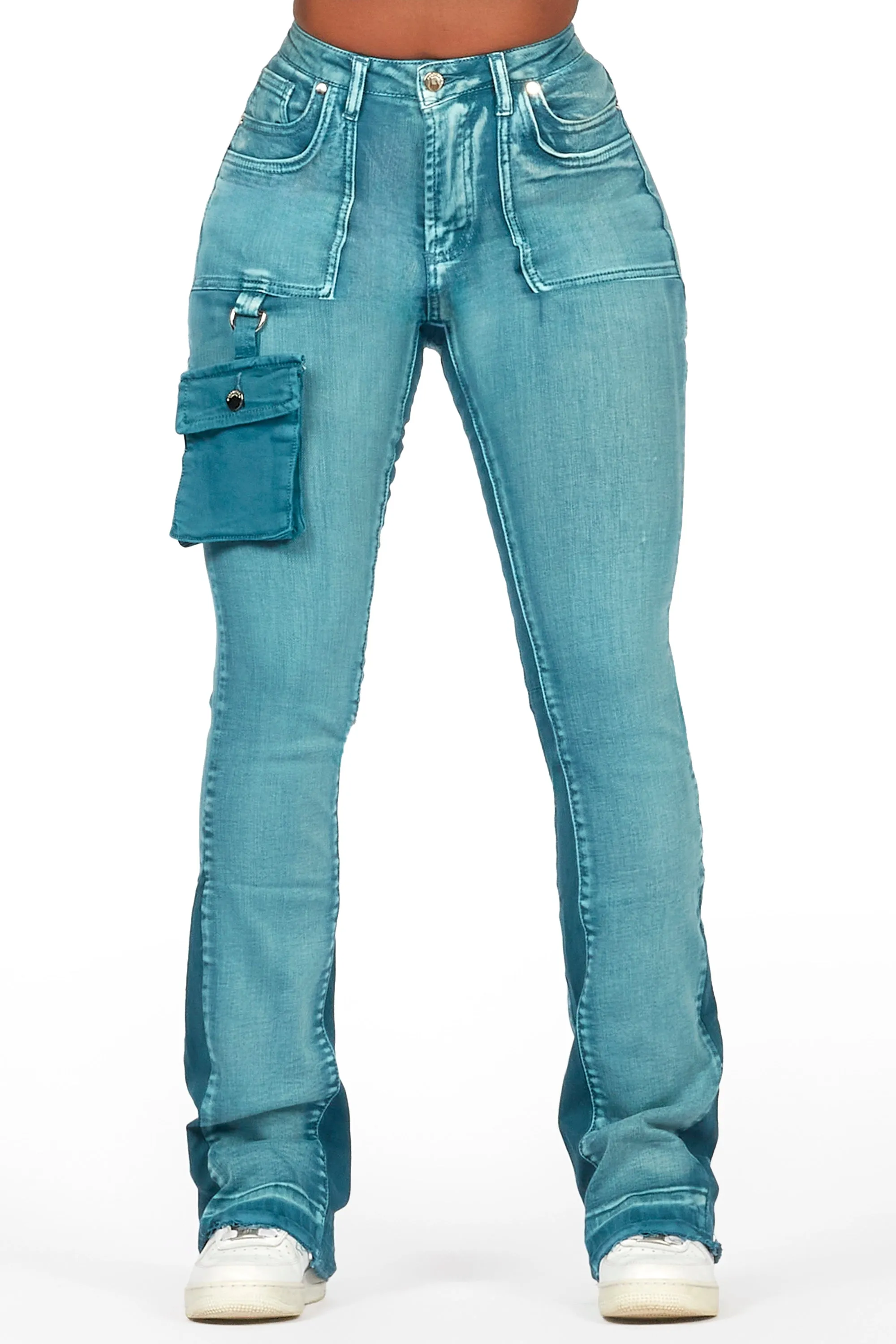 Galexus Blue Stacked Flare Jean sold by Rockstar Original