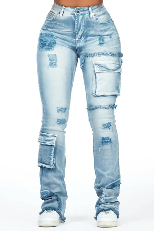 Kambry Blue Stacked Flare Jean sold by Rockstar Original