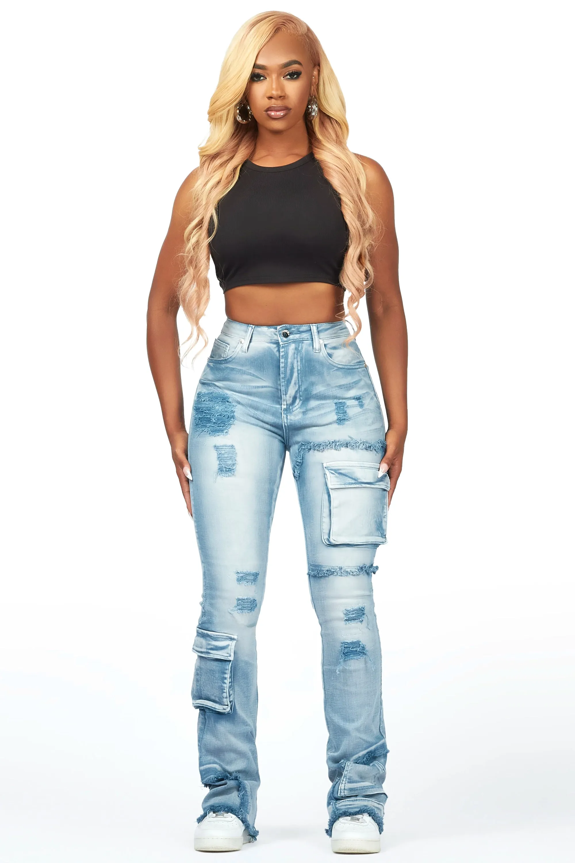 Kambry Blue Stacked Flare Jean sold by Rockstar Original product image thumbnail 3
