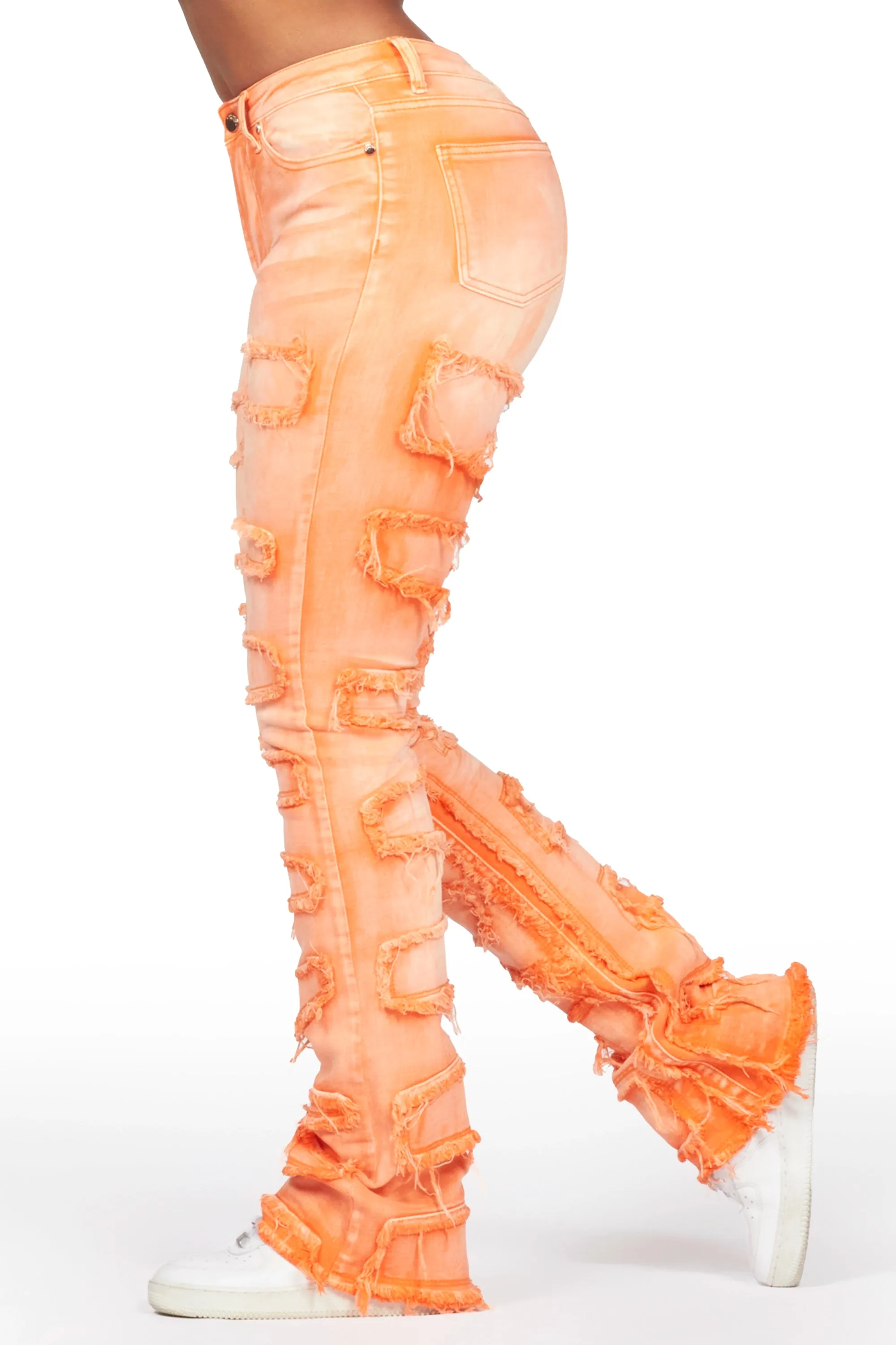 Zariyah Orange Stacked Flare Jean sold by Rockstar Original product image thumbnail 4