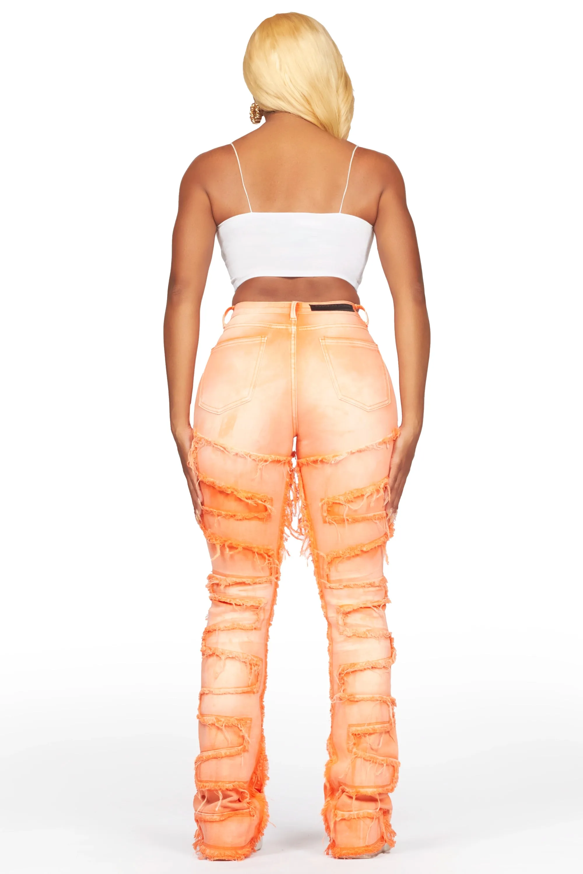 Zariyah Orange Stacked Flare Jean sold by Rockstar Original product image thumbnail 5