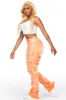 Zariyah Orange Stacked Flare Jean sold by Rockstar Original