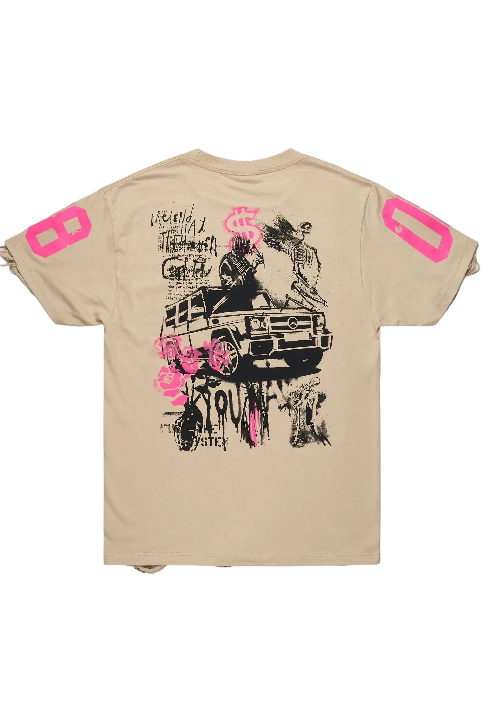 Kammile Beige/Pink Oversized T-Shirt sold by Rockstar Original product image thumbnail 3