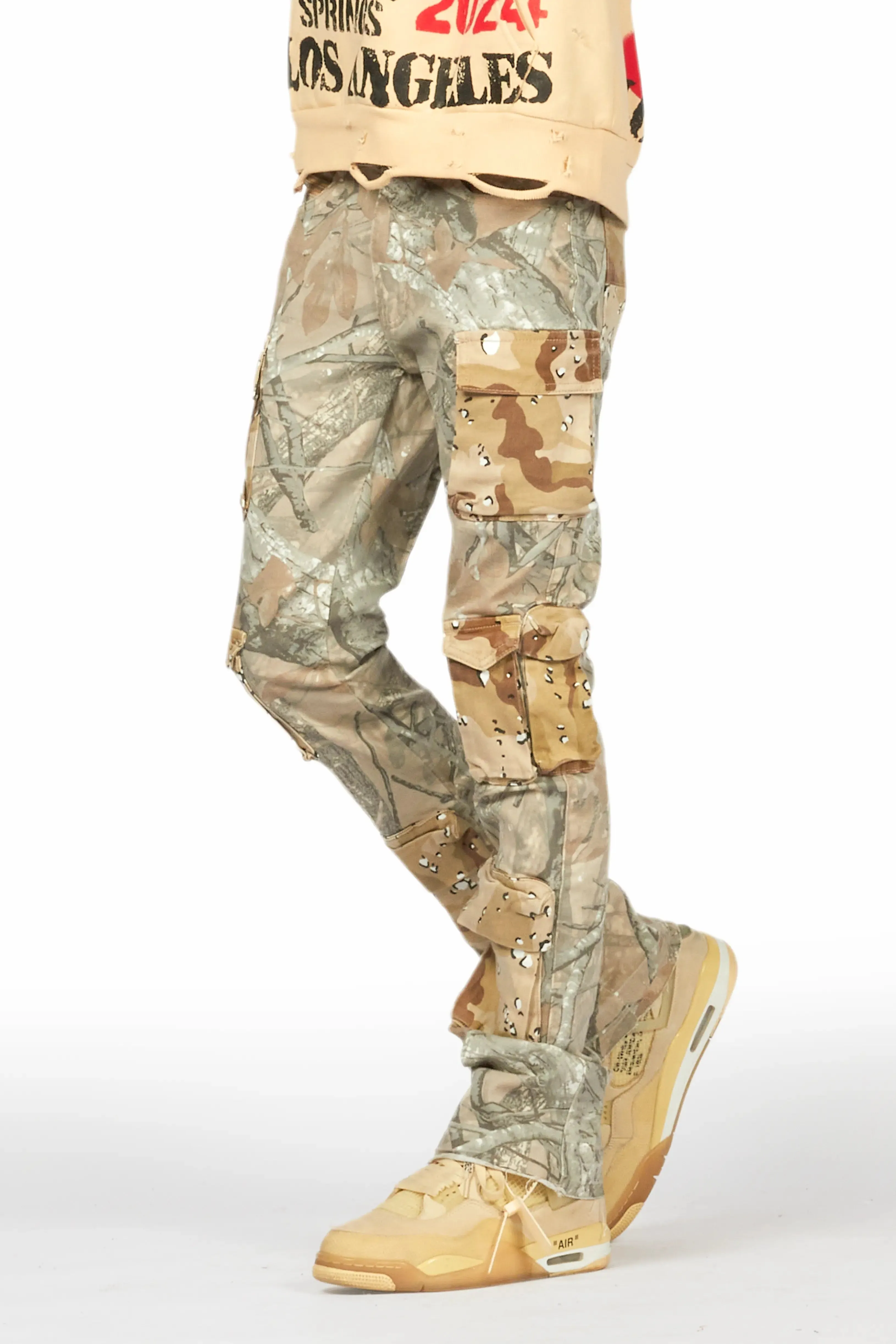 Yves Tree Camo Stacked Flare Cargo Jean sold by Rockstar Original