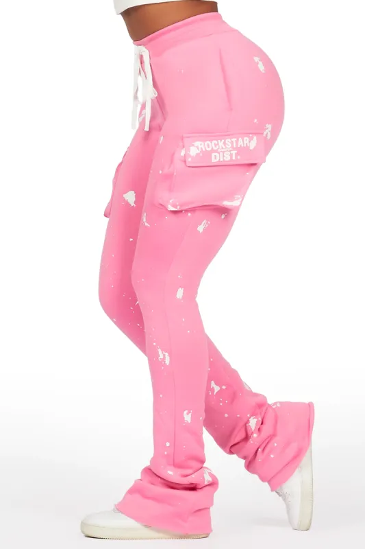 Antonia Bubblegum Pink Cargo Stacked Track Pant sold by Rockstar Original