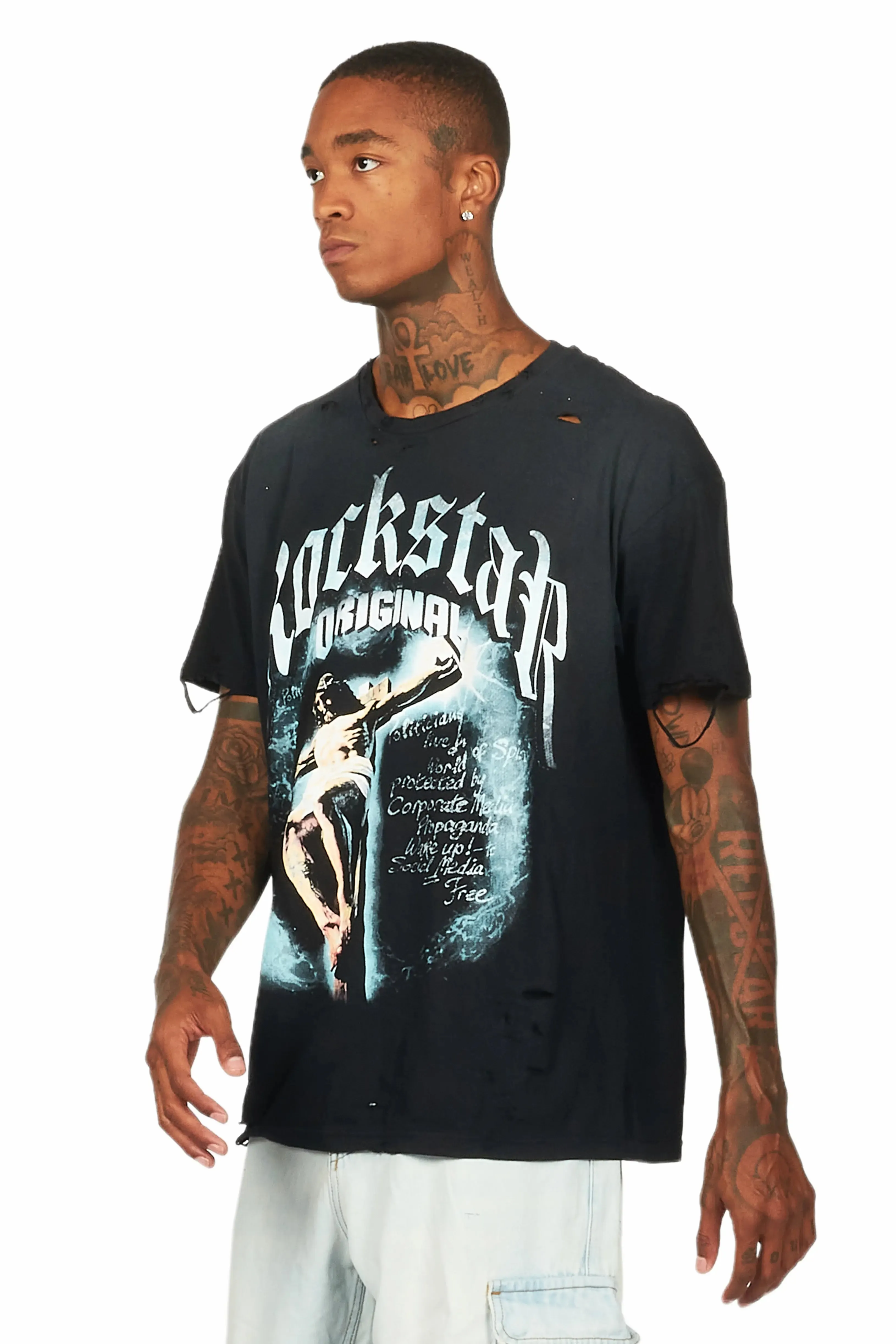Sabian Black Graphic Oversized T-Shirt sold by Rockstar Original product image thumbnail 5