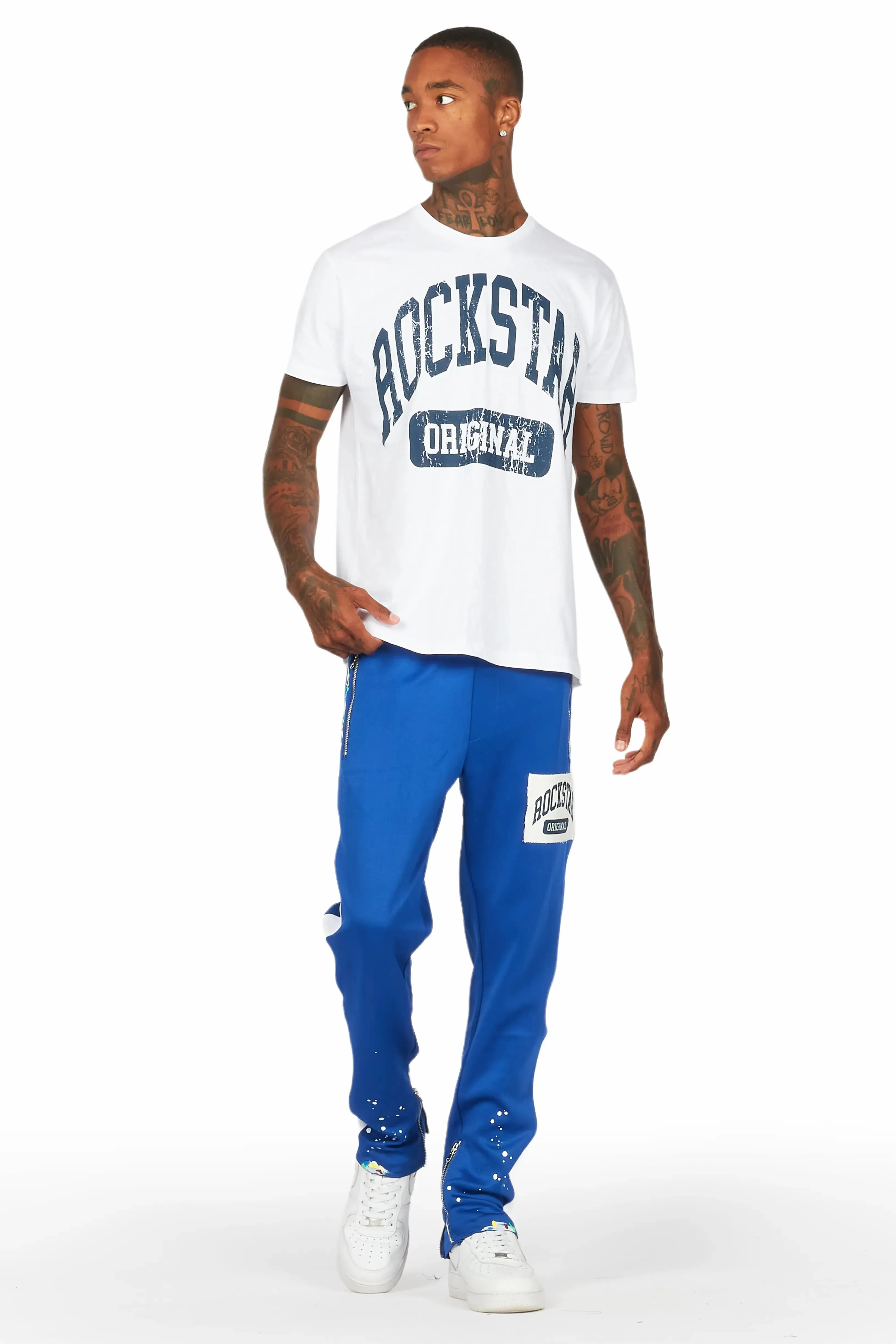 Aden White/Royal T-Shirt/Slim Fit Track Set sold by Rockstar Original product image thumbnail 2