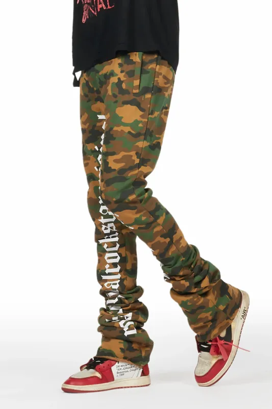Callie Faded Camo Super Stacked Flare Pants sold by Rockstar Original