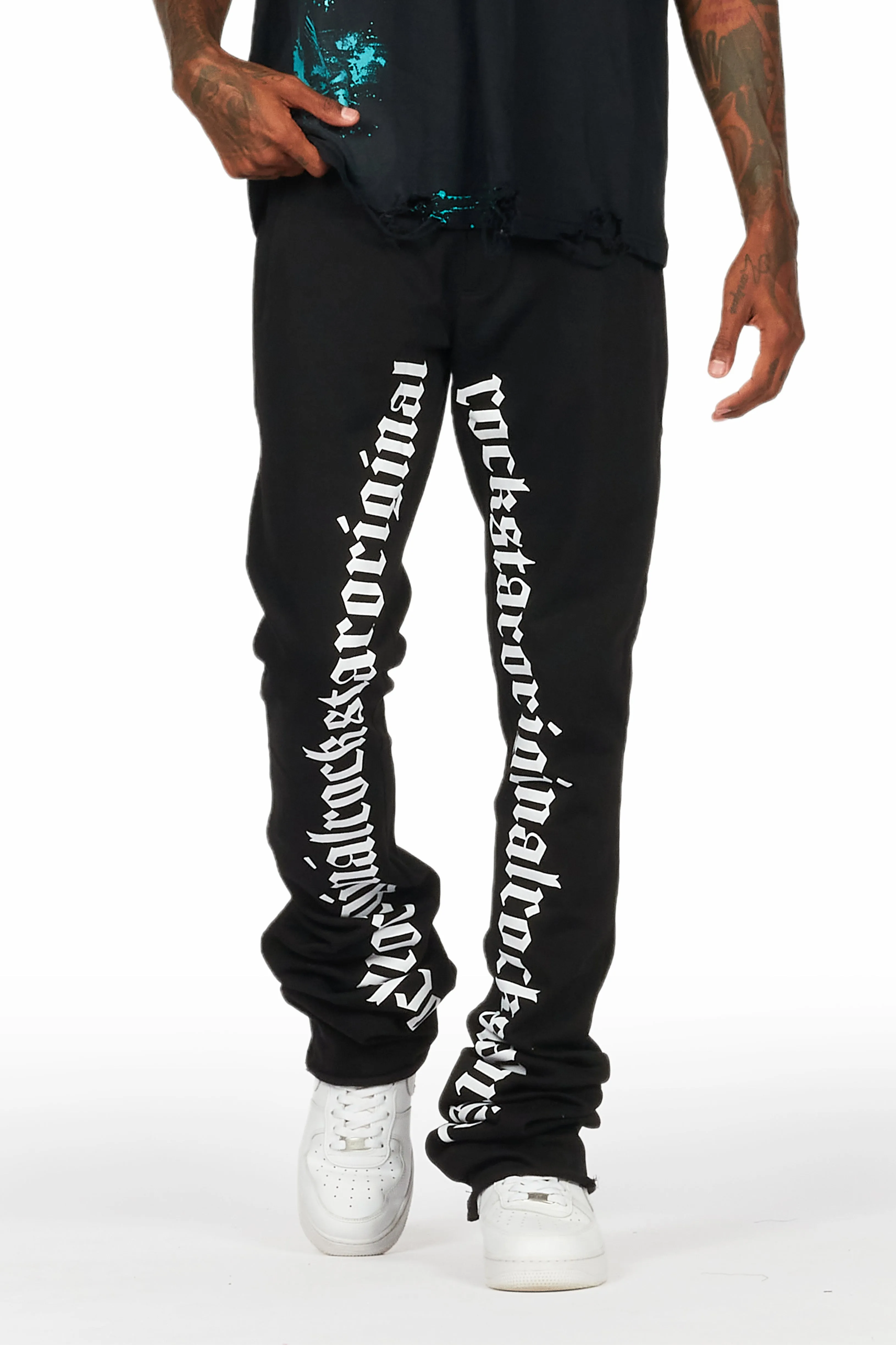 Callie Black/White Super Stacked Flare Pants sold by Rockstar Original