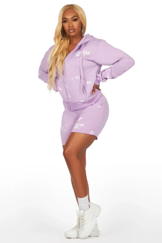 Kanesha Lavender Zip Up Short Set sold by Rockstar Original